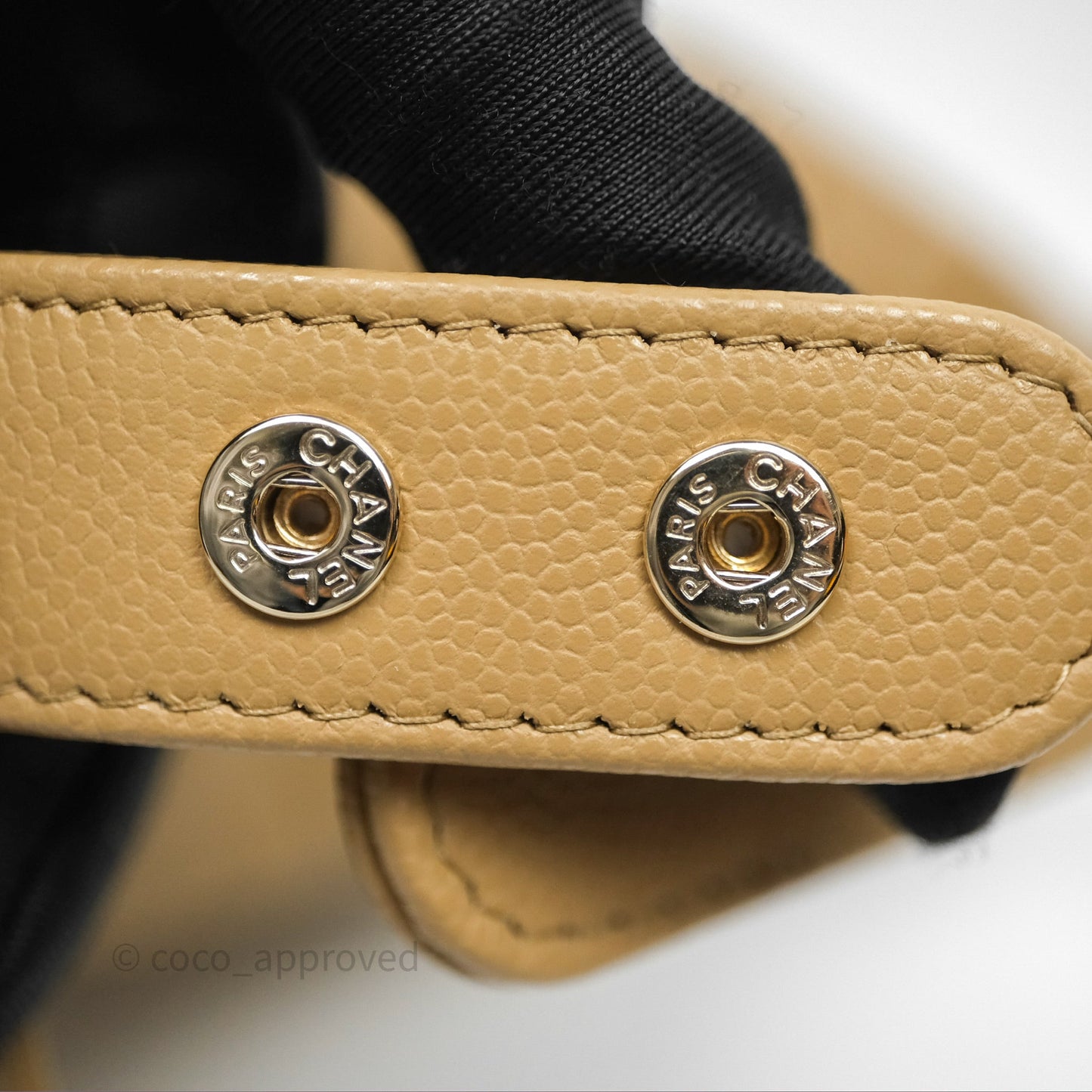 Chanel Hobo With Chain Caviar Dark Beige Gold Hardware