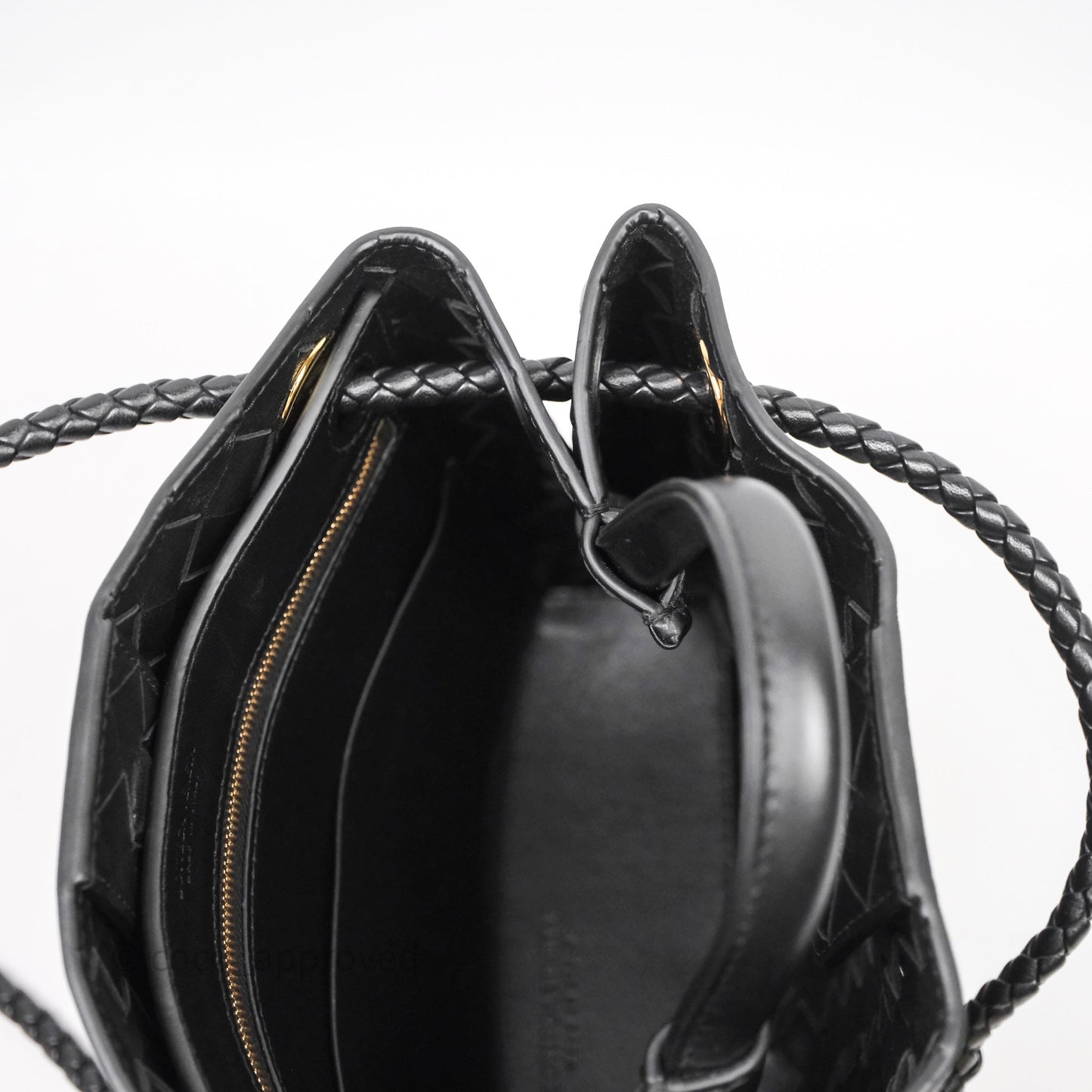 Bottega Veneta Small Andiamo Intrecciato Black Bag Lambskin