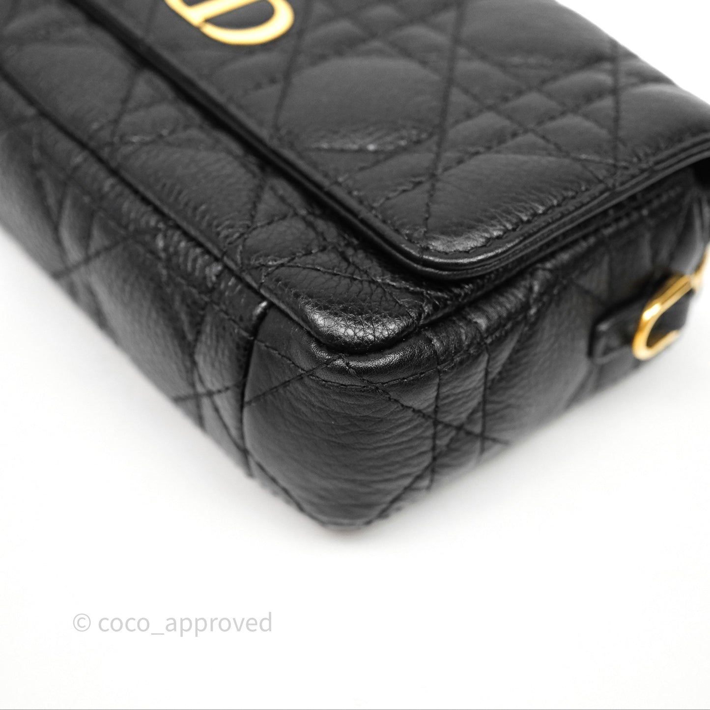Christian Dior Caro Pouch with Chain Black Cannage Calfskin