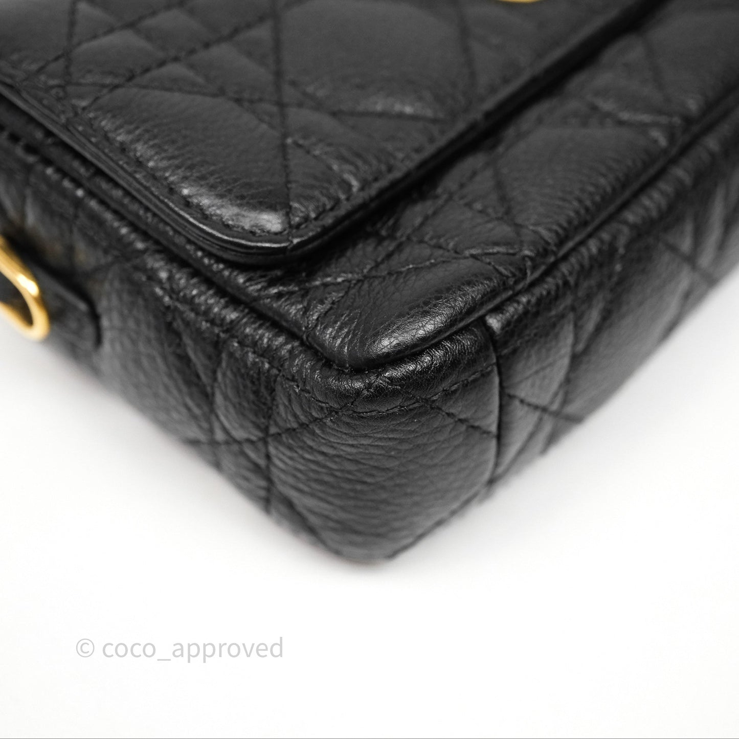 Christian Dior Caro Pouch with Chain Black Cannage Calfskin