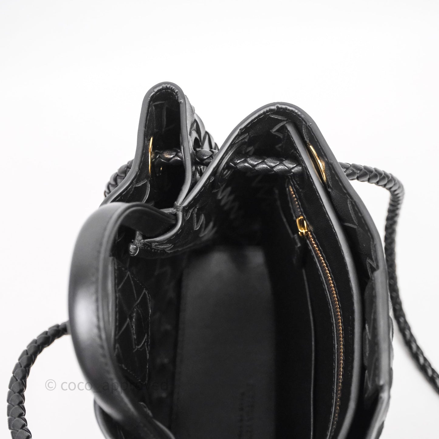 Bottega Veneta Small Andiamo Intrecciato Black Bag Lambskin