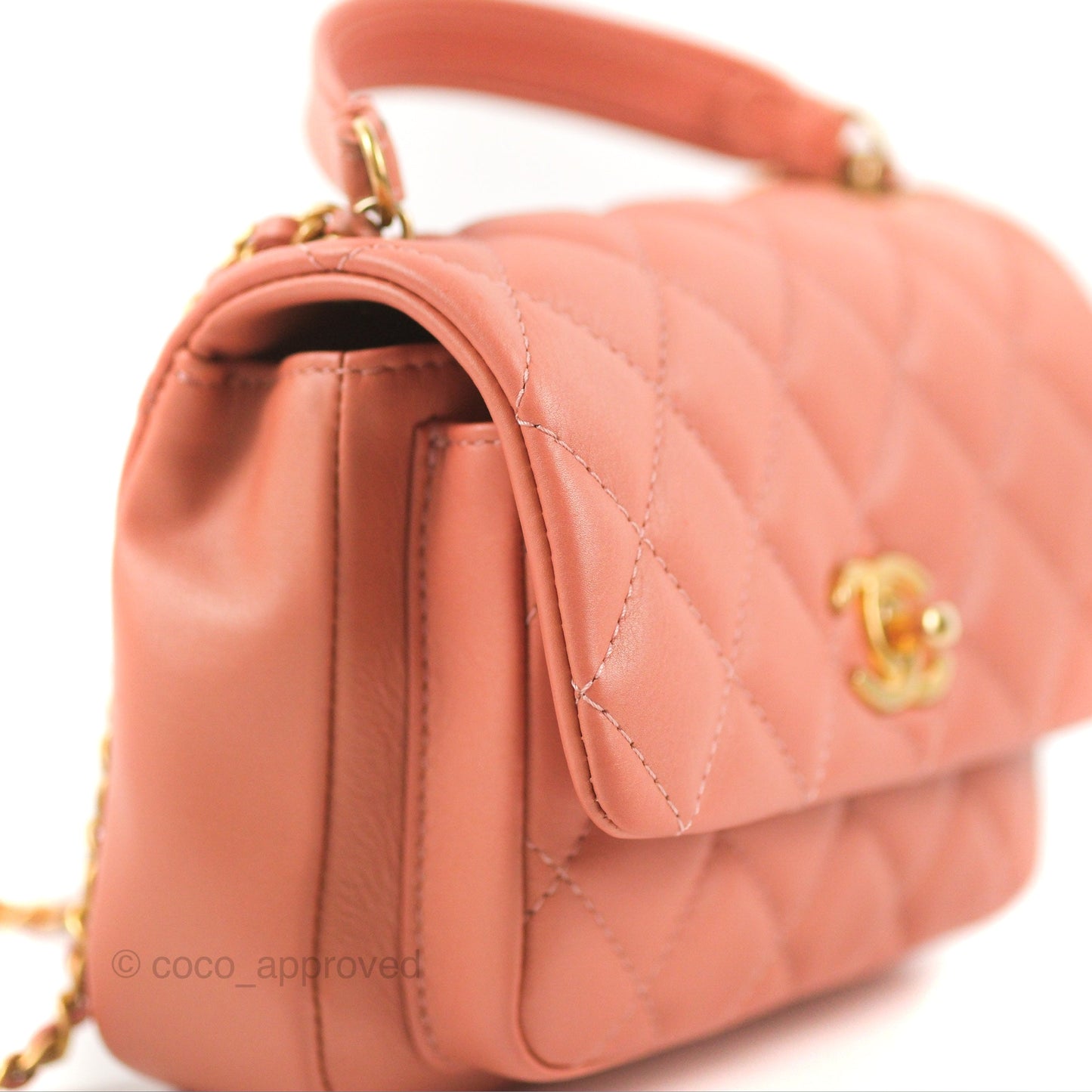 Chanel Day Trip Quilted Small Pink Lambskin Aged Gold Hardware
