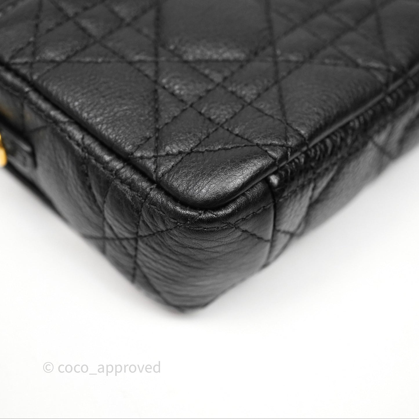 Christian Dior Caro Pouch with Chain Black Cannage Calfskin