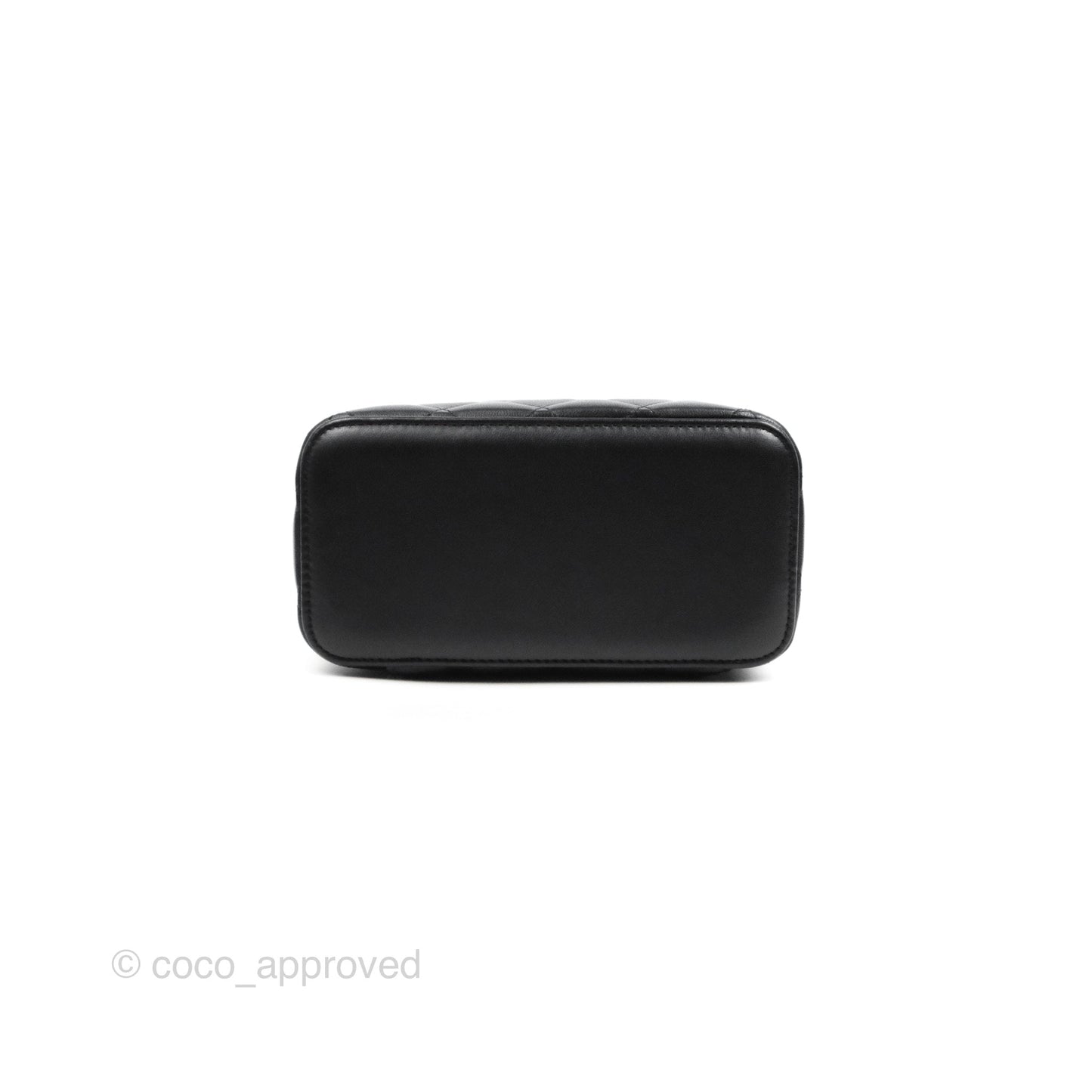 Chanel Vanity Rectangular Top Handle Black Lambskin Aged Gold Hardware