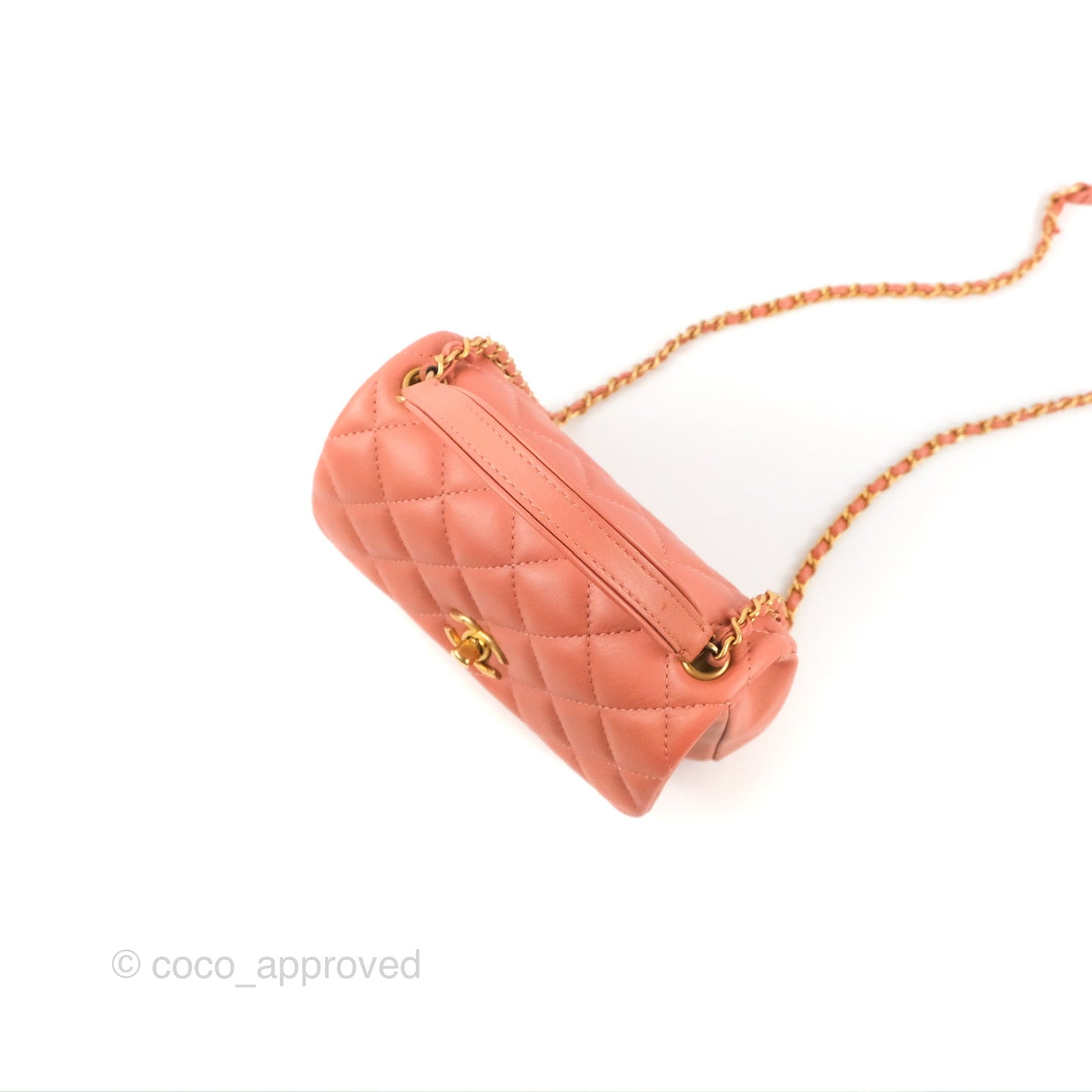 Chanel Day Trip Quilted Small Pink Lambskin Aged Gold Hardware