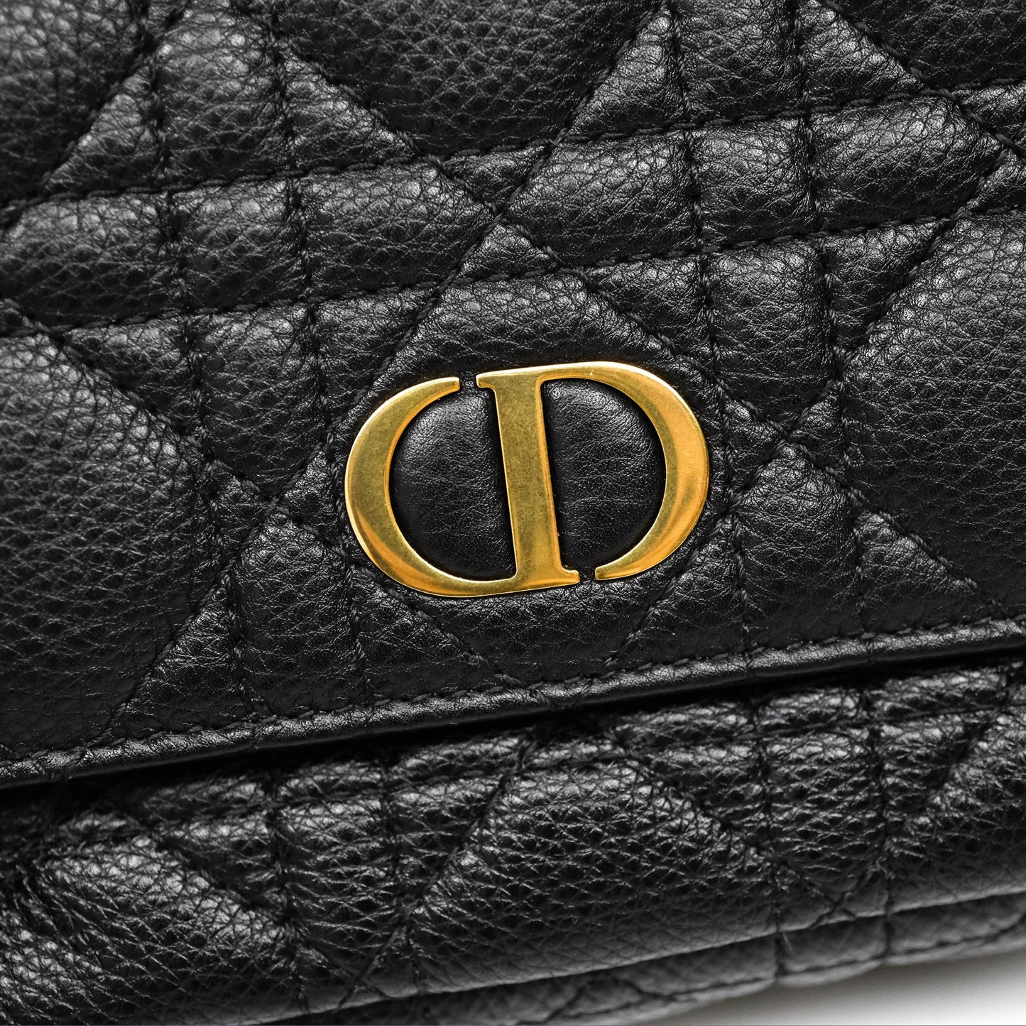 Christian Dior Caro Pouch with Chain Black Cannage Calfskin