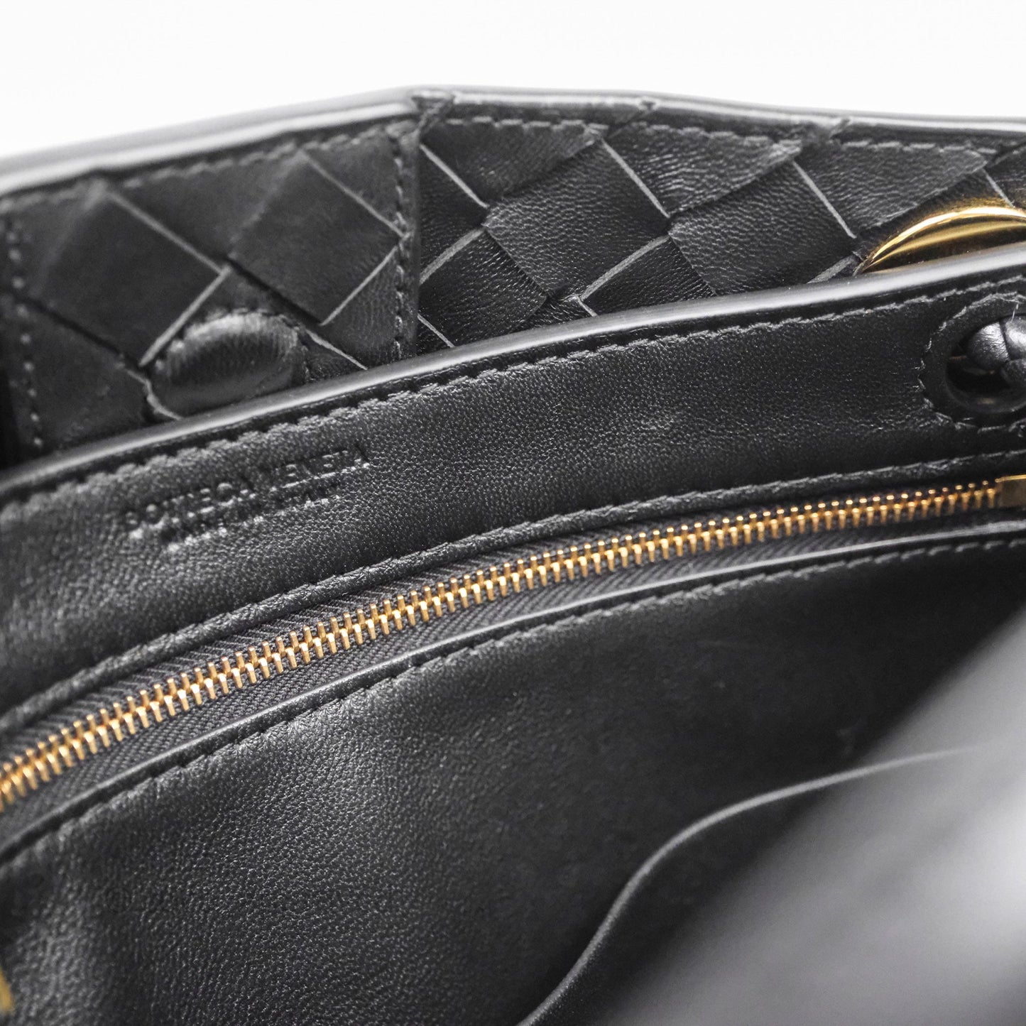 Bottega Veneta Small Andiamo Intrecciato Black Bag Lambskin