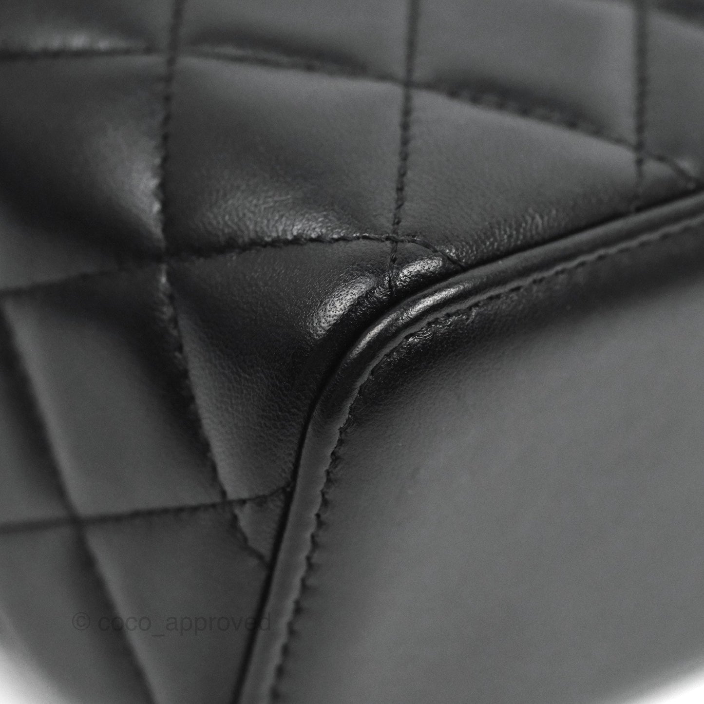 Chanel Vanity Rectangular Top Handle Black Lambskin Aged Gold Hardware
