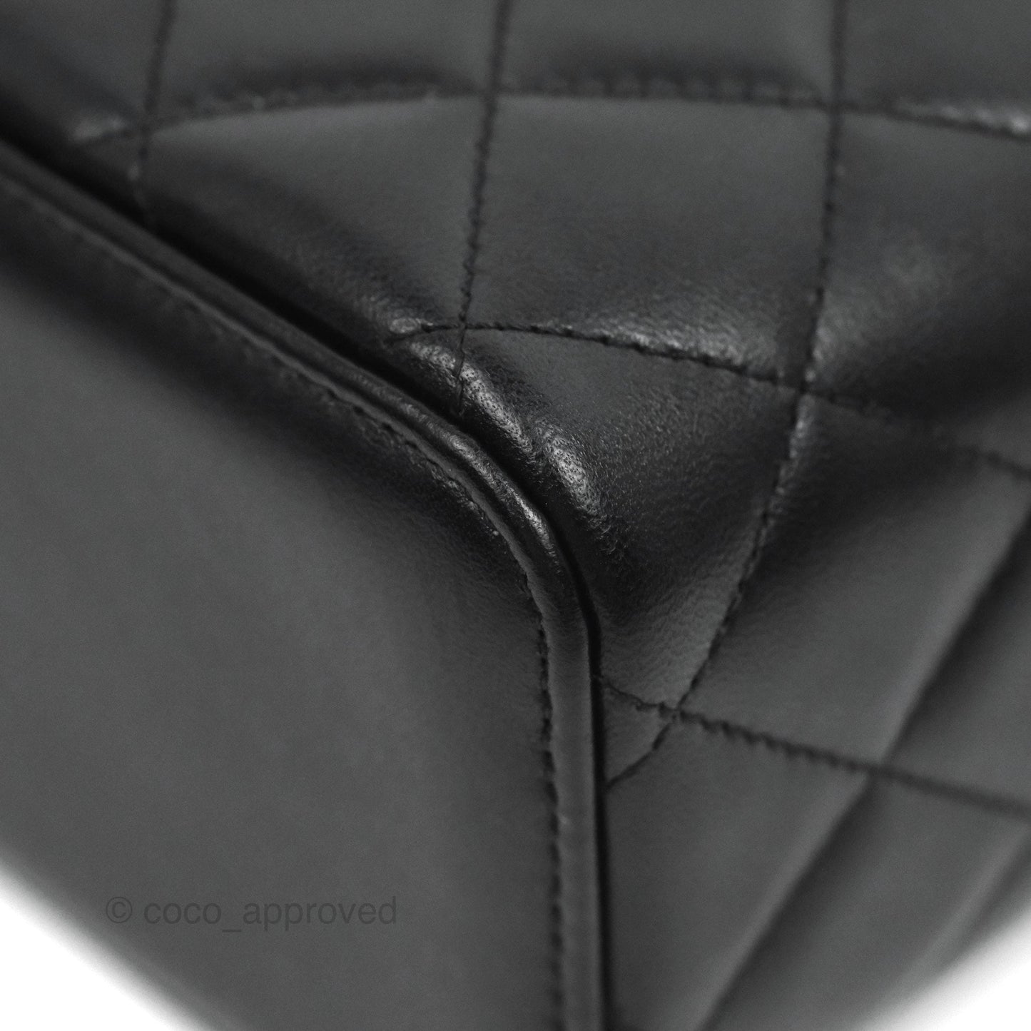 Chanel Vanity Rectangular Top Handle Black Lambskin Aged Gold Hardware