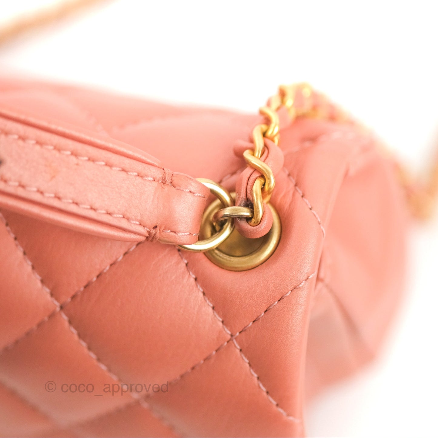 Chanel Day Trip Quilted Small Pink Lambskin Aged Gold Hardware