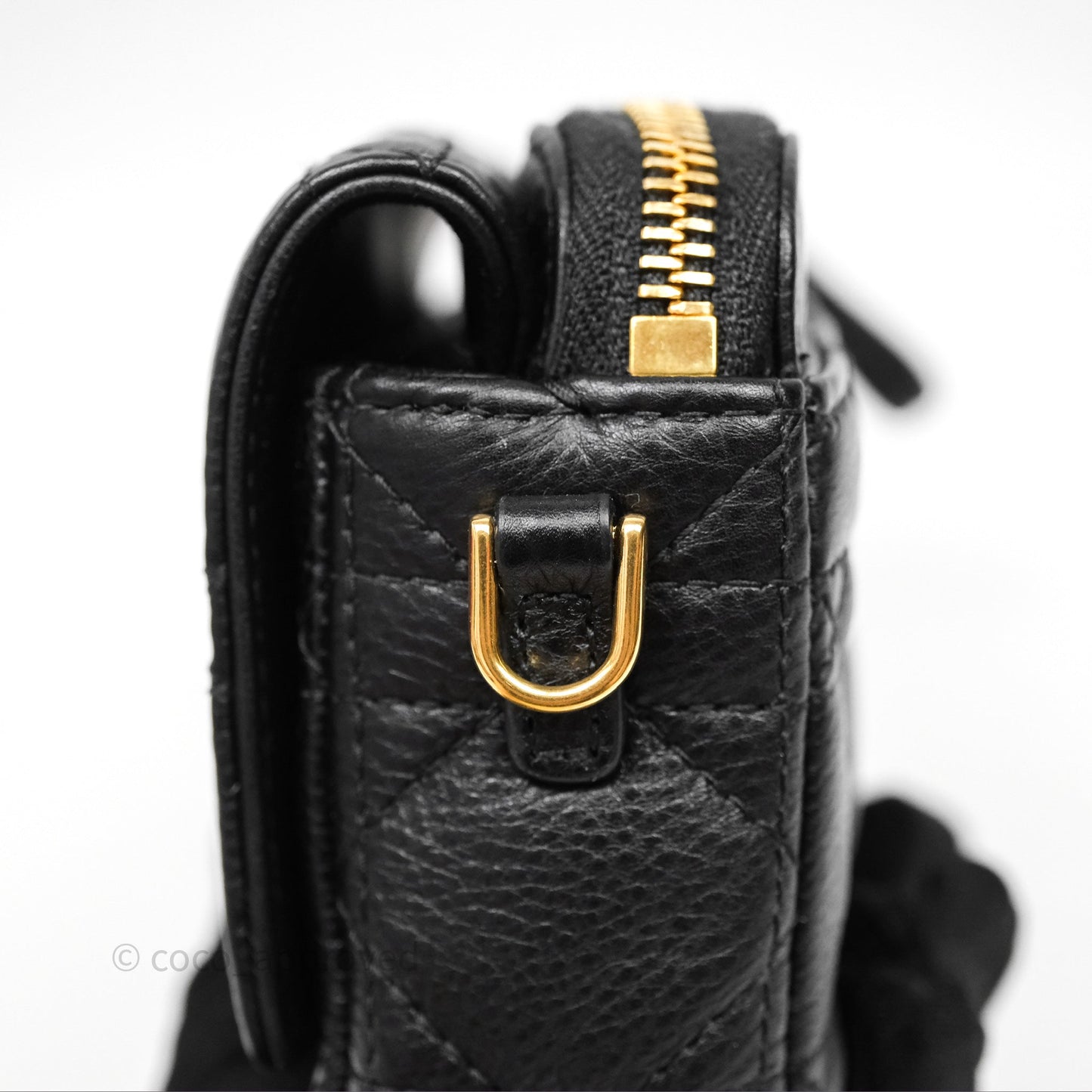 Christian Dior Caro Pouch with Chain Black Cannage Calfskin