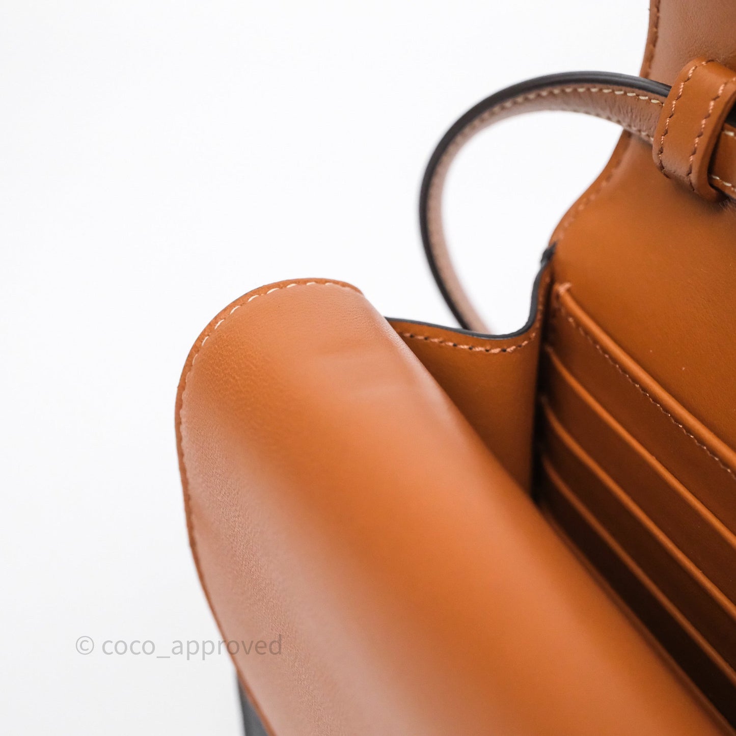 Celine Wallet On Strap Triomphe Canvas Tan Lambskin