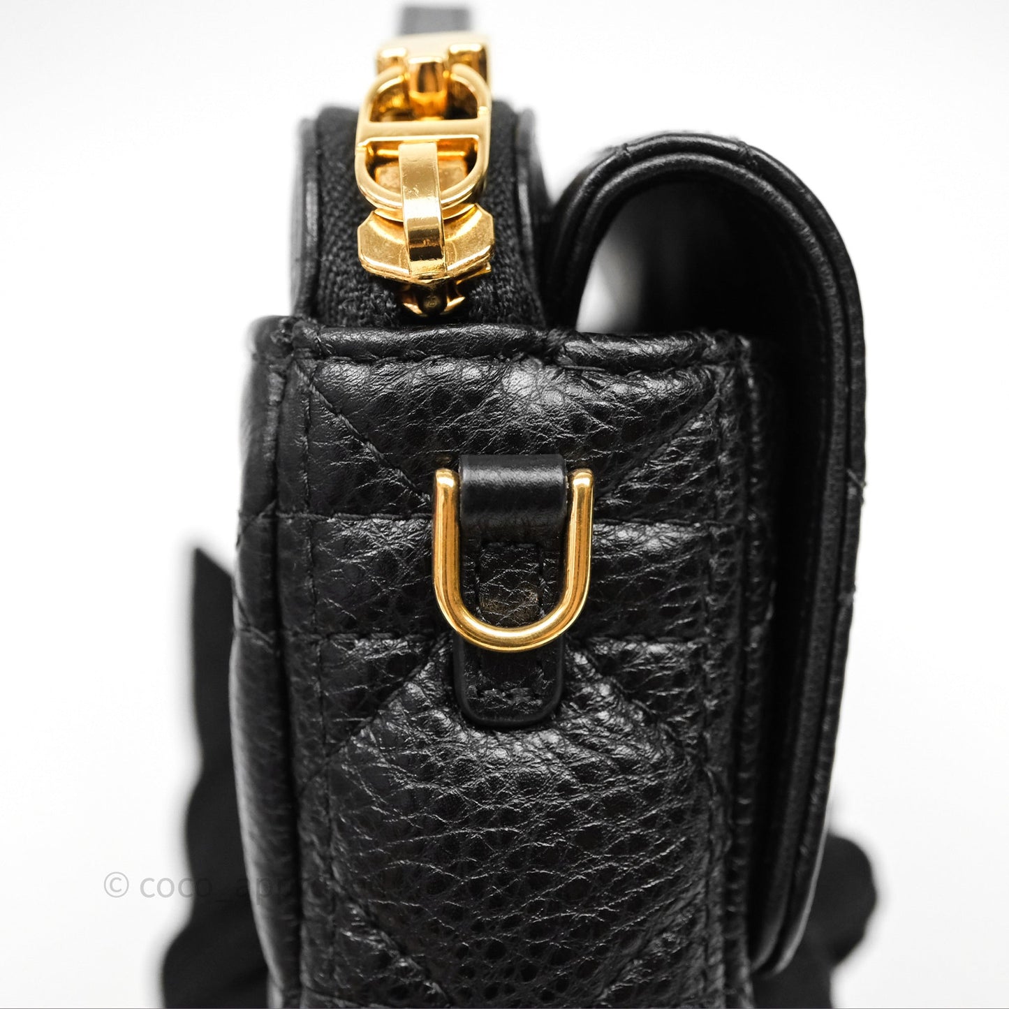 Christian Dior Caro Pouch with Chain Black Cannage Calfskin