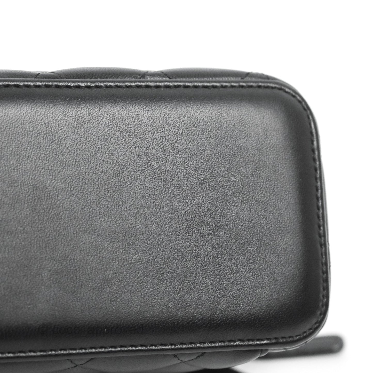 Chanel Vanity Rectangular Top Handle Black Lambskin Aged Gold Hardware