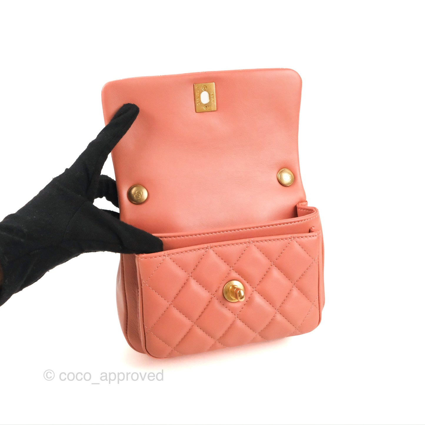 Chanel Day Trip Quilted Small Pink Lambskin Aged Gold Hardware