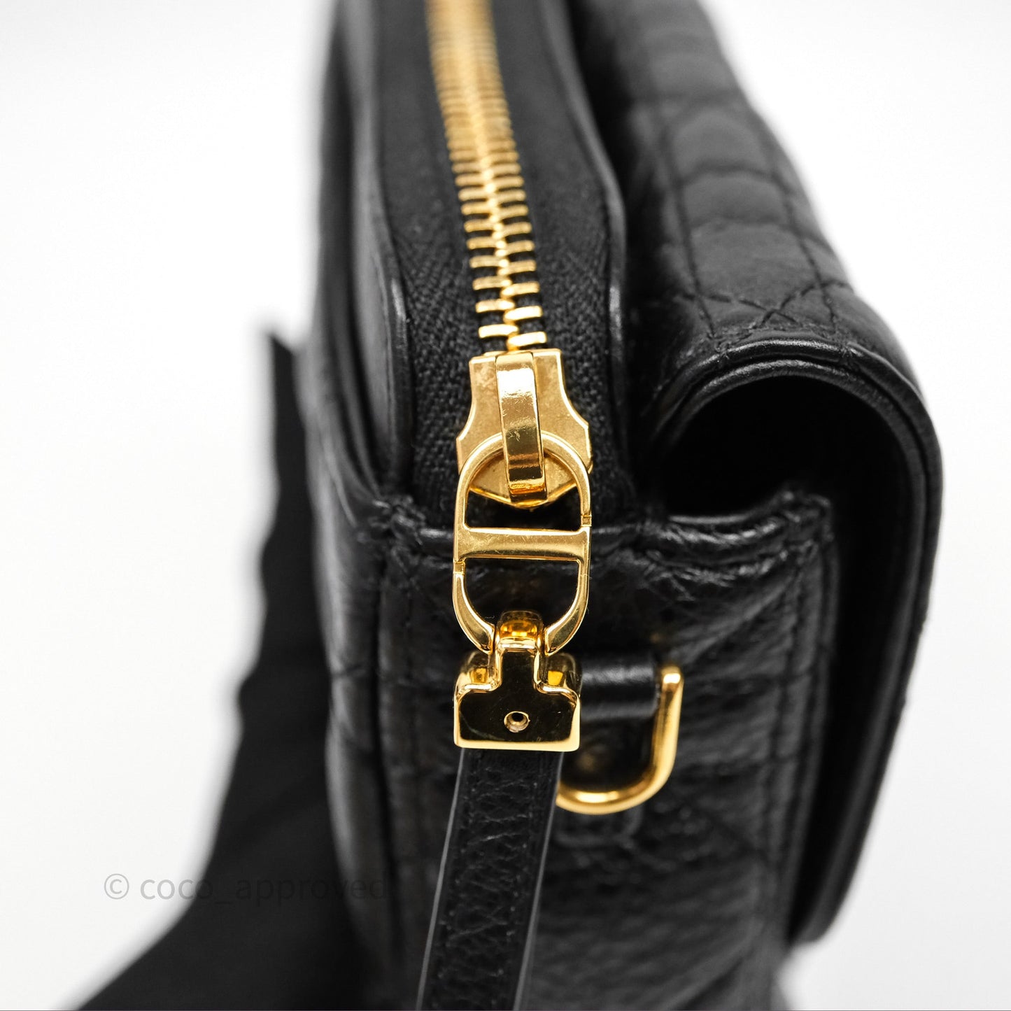 Christian Dior Caro Pouch with Chain Black Cannage Calfskin