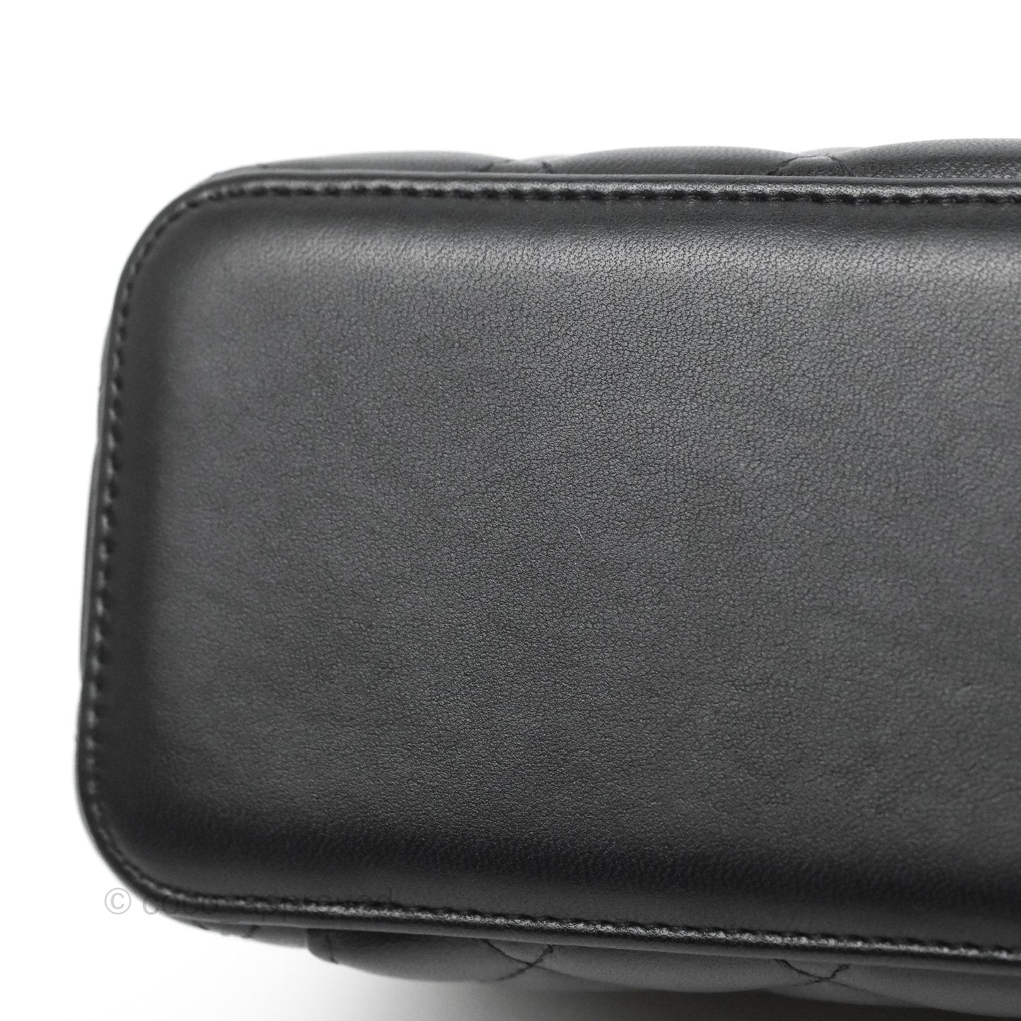 Chanel Vanity Rectangular Top Handle Black Lambskin Aged Gold Hardware
