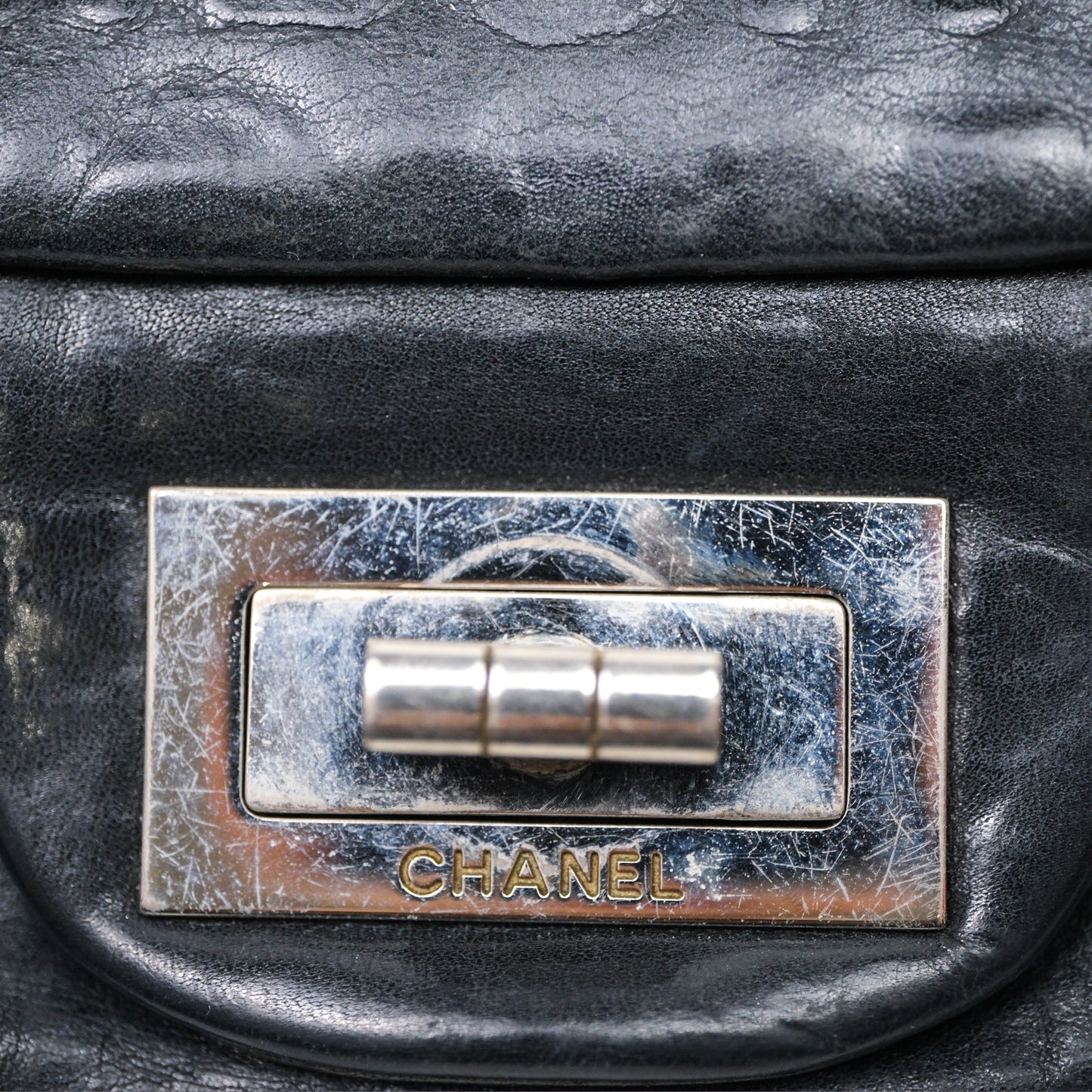 Chanel 228 Reissue Flap Quilted Black Calfskin Silver Hardware