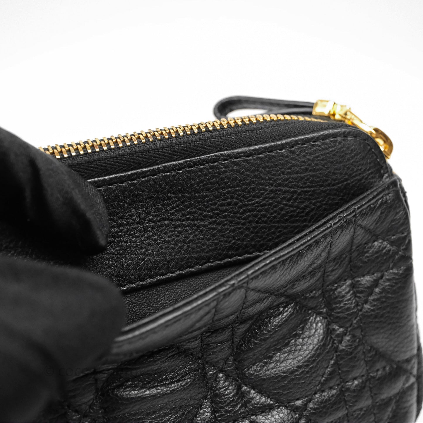 Christian Dior Caro Pouch with Chain Black Cannage Calfskin
