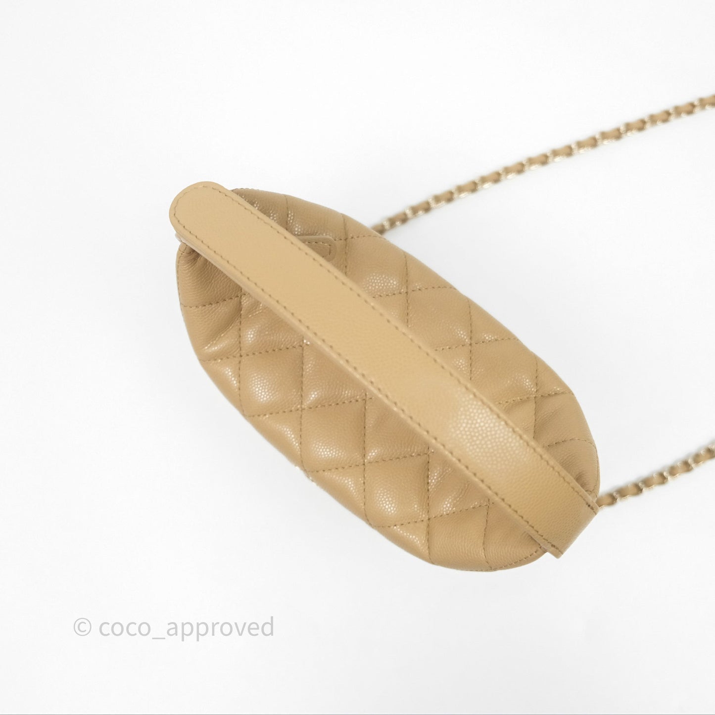 Chanel Hobo With Chain Caviar Dark Beige Gold Hardware