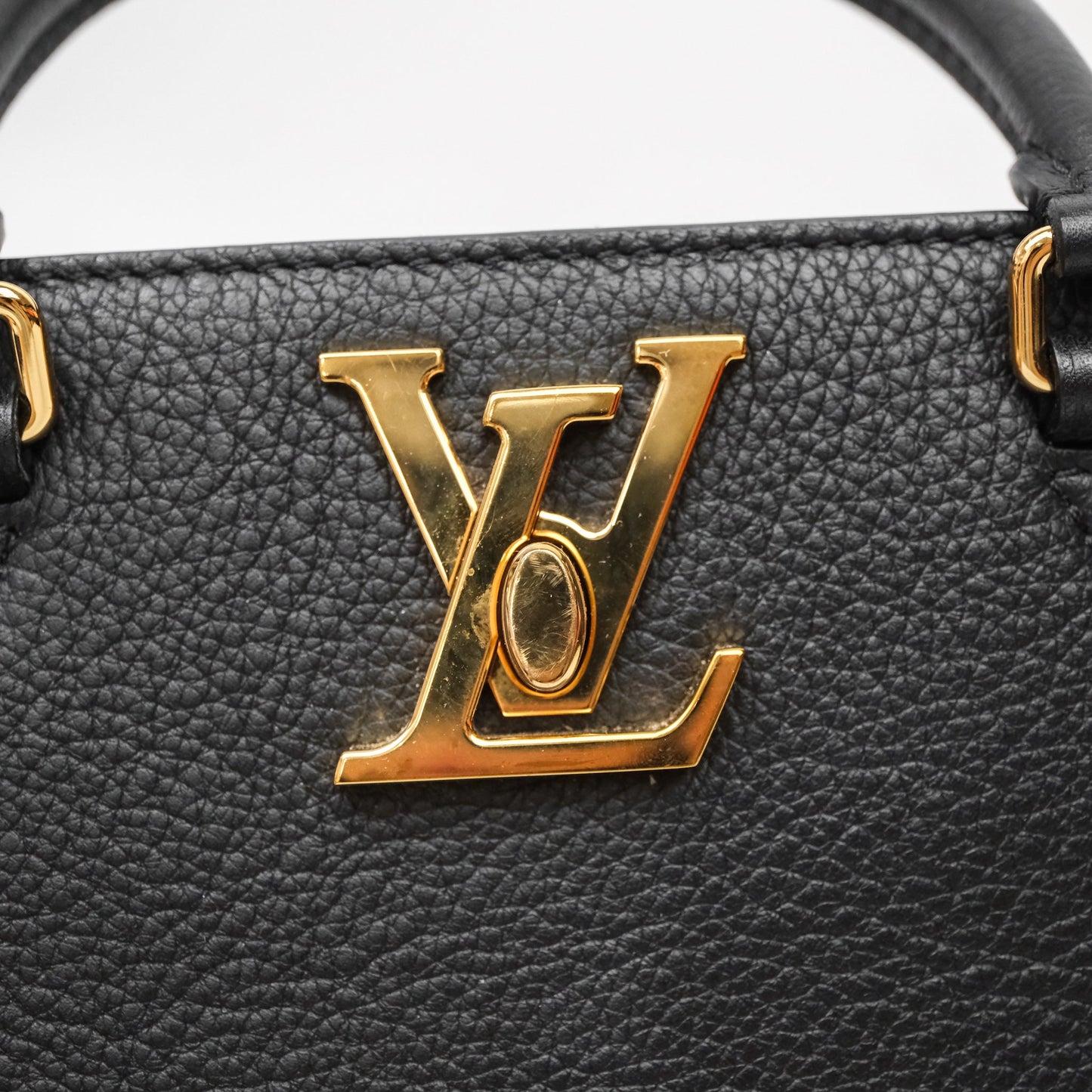 Louis Vuitton Lock & Go Tote Bag Black Calfskin Gold Hardware