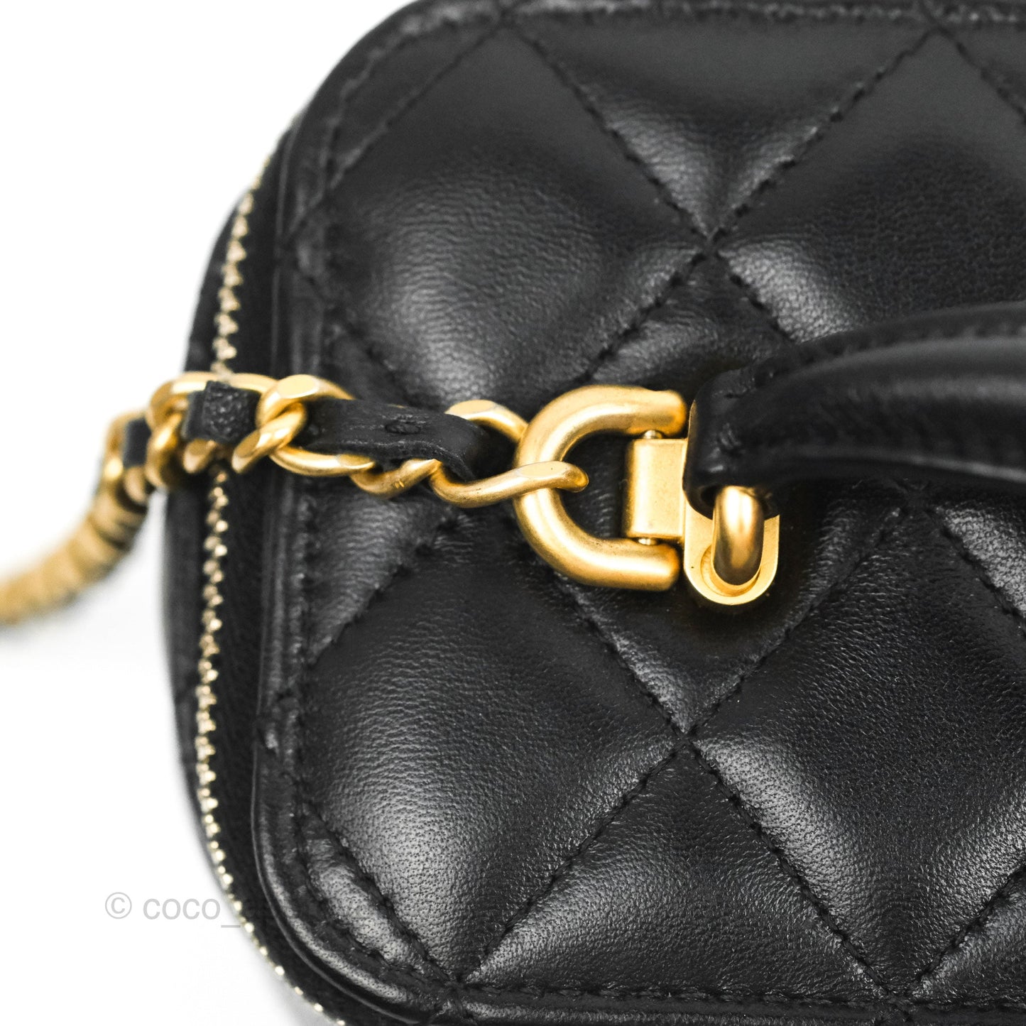 Chanel Vanity Rectangular Top Handle Black Lambskin Aged Gold Hardware