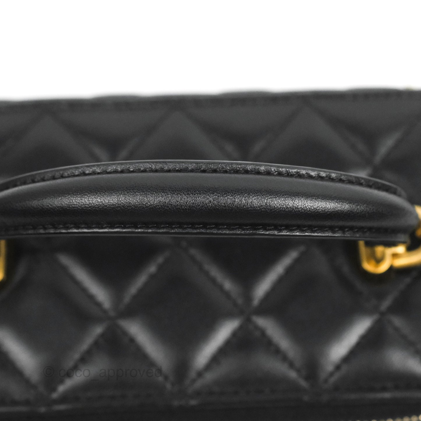 Chanel Vanity Rectangular Top Handle Black Lambskin Aged Gold Hardware