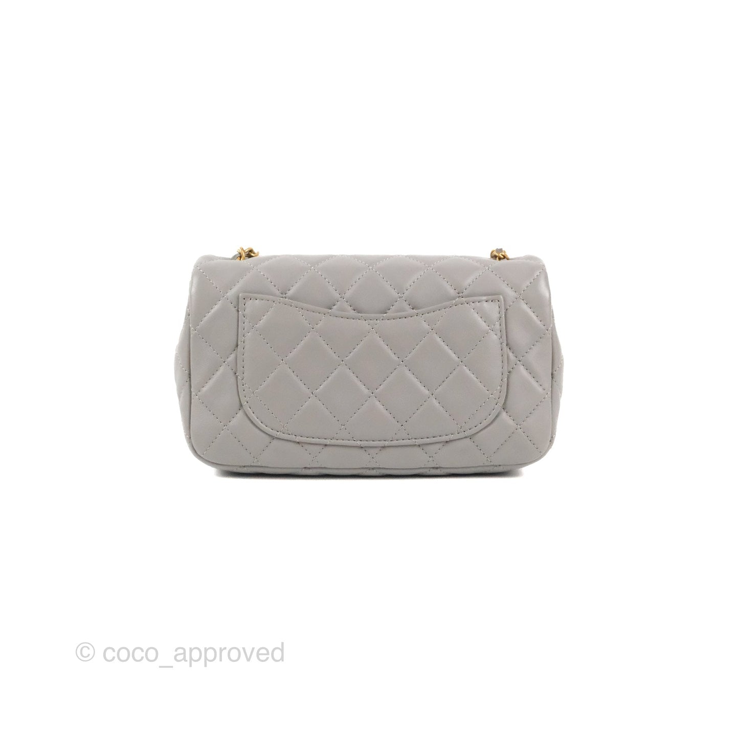 Chanel Mini Rectangular Pearl Crush Grey Lambskin Aged Gold Hardware
