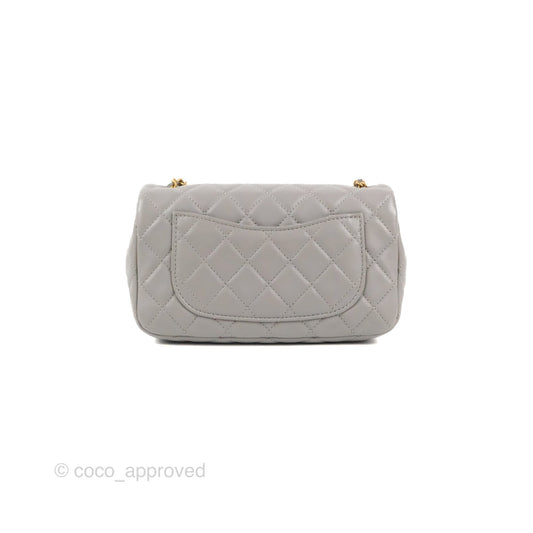 Chanel Mini Rectangular Pearl Crush Grey Lambskin Aged Gold Hardware