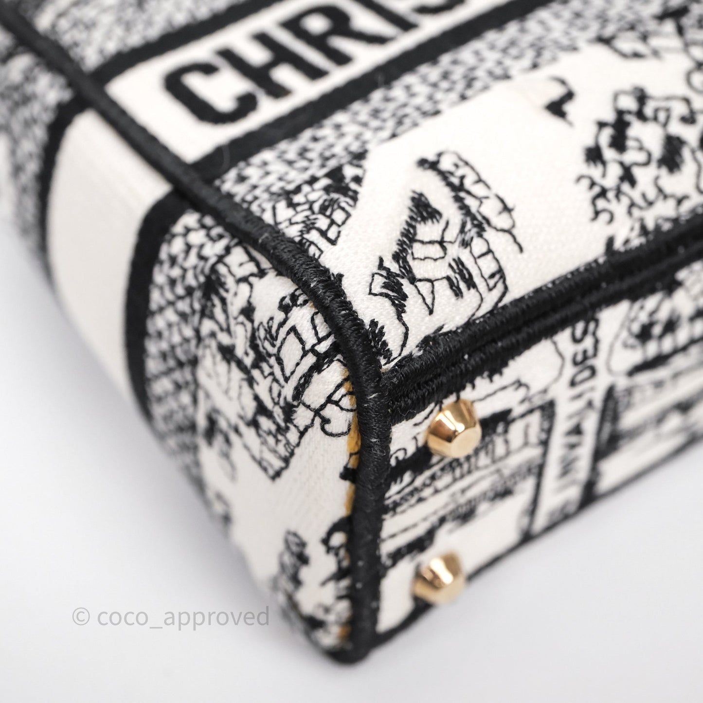 Christian Dior Mini Lady D-Lite Bag White/ Black Plan de Paris Embroidered