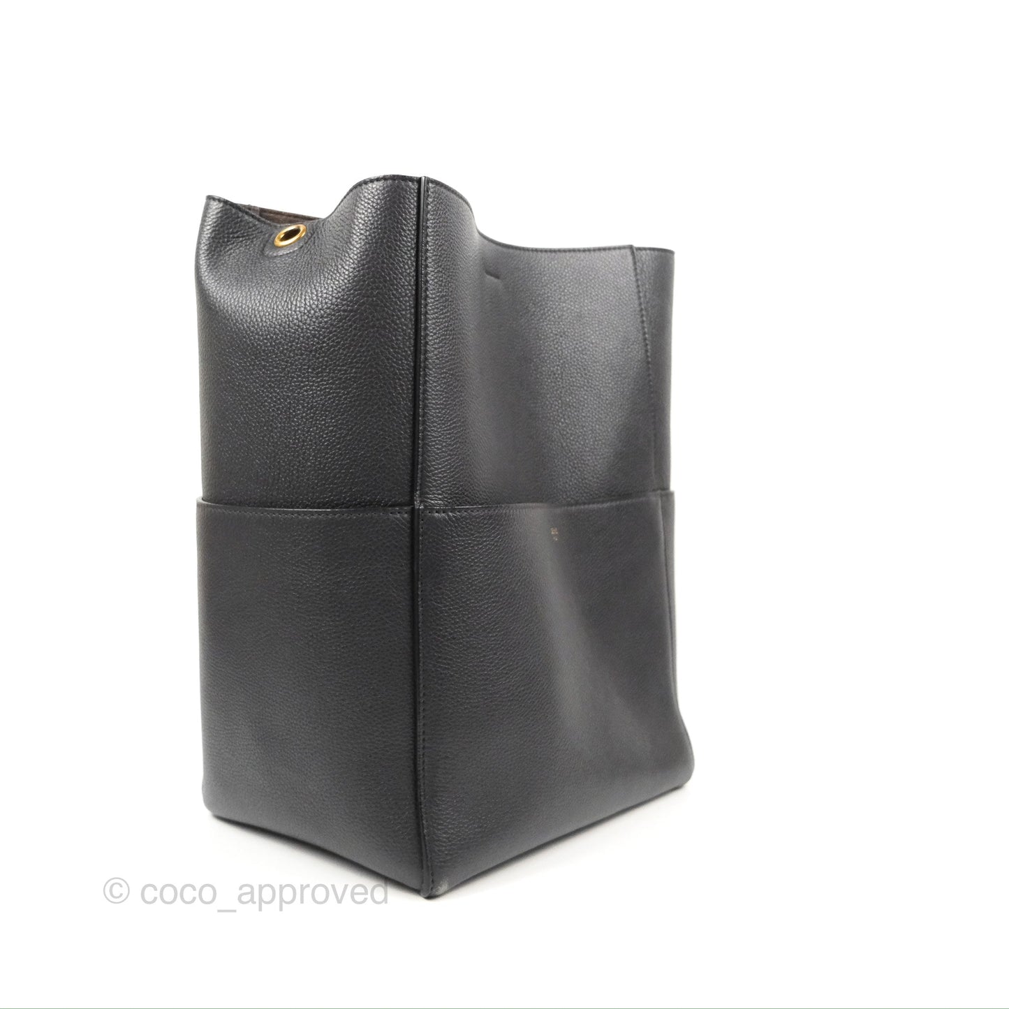 Celine Sangle Bucket Bag Grained Calfskin Dark Grey