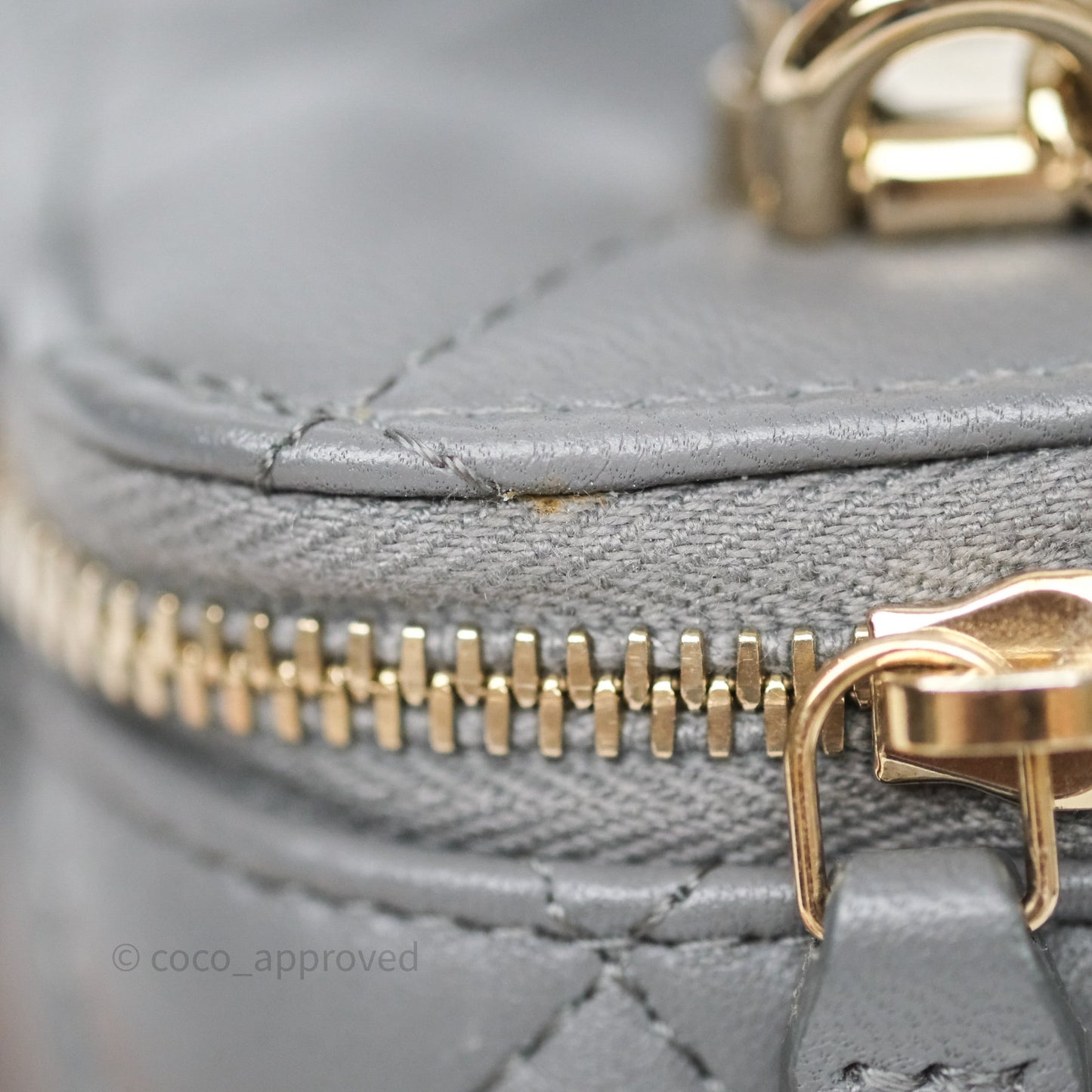 Chanel Mini Top Handle Vanity With Chain Grey Lambskin Gold Hardware