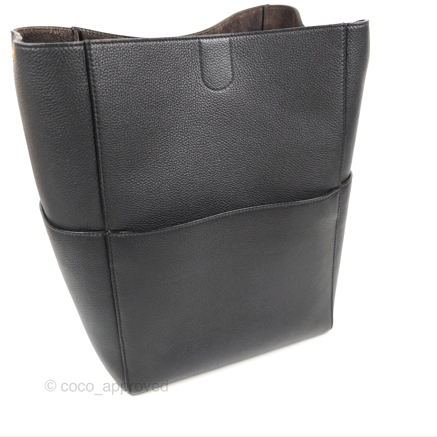 Celine Sangle Bucket Bag Grained Calfskin Dark Grey