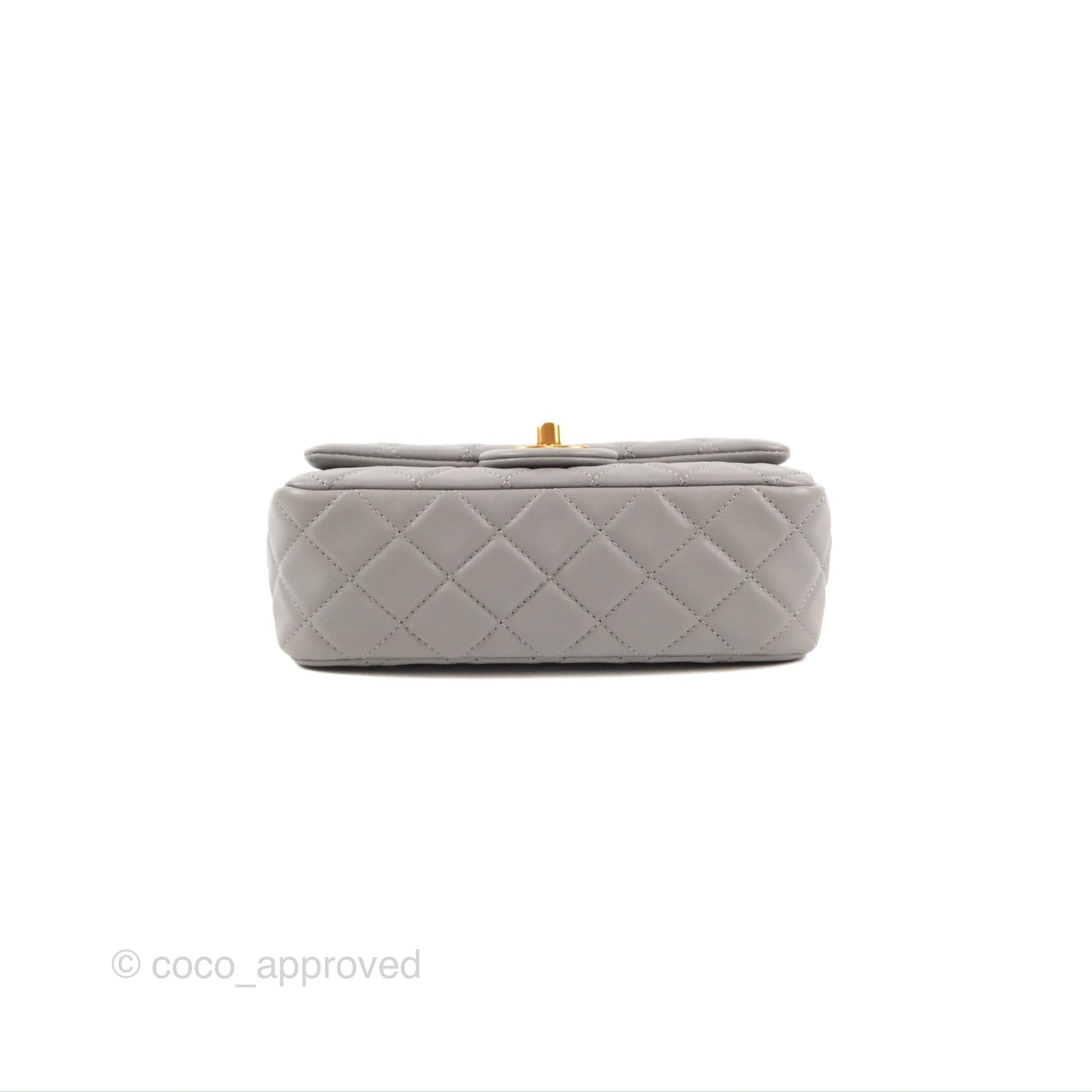 Chanel Mini Rectangular Pearl Crush Grey Lambskin Aged Gold Hardware