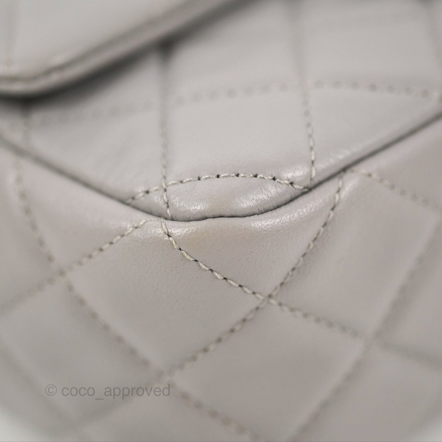 Chanel Mini Rectangular Pearl Crush Grey Lambskin Aged Gold Hardware