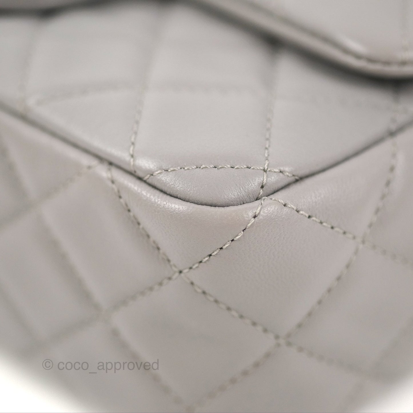 Chanel Mini Rectangular Pearl Crush Grey Lambskin Aged Gold Hardware