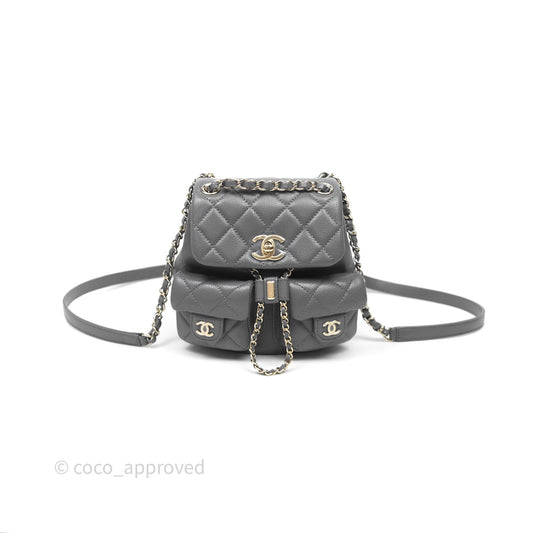 Chanel Duma Backpack Small Grey Caviar Gold Hardware