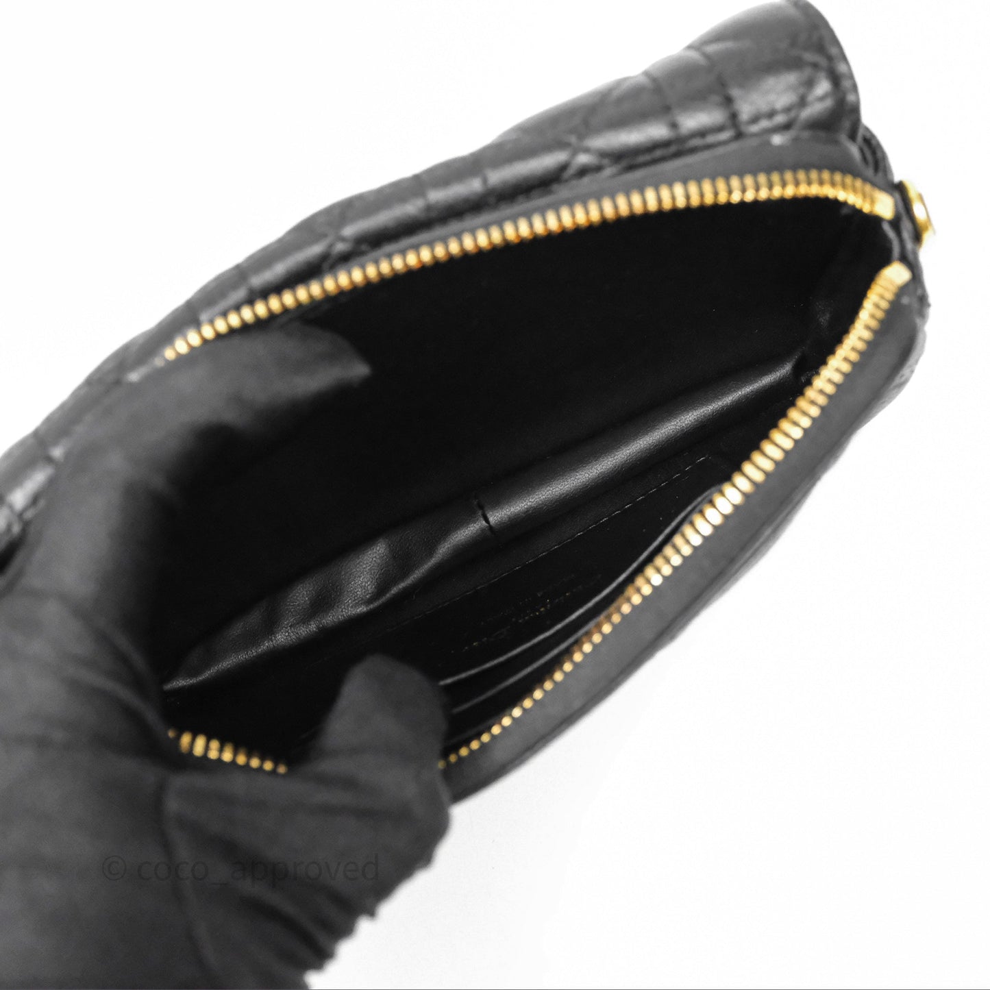 Christian Dior Caro Pouch with Chain Black Cannage Calfskin