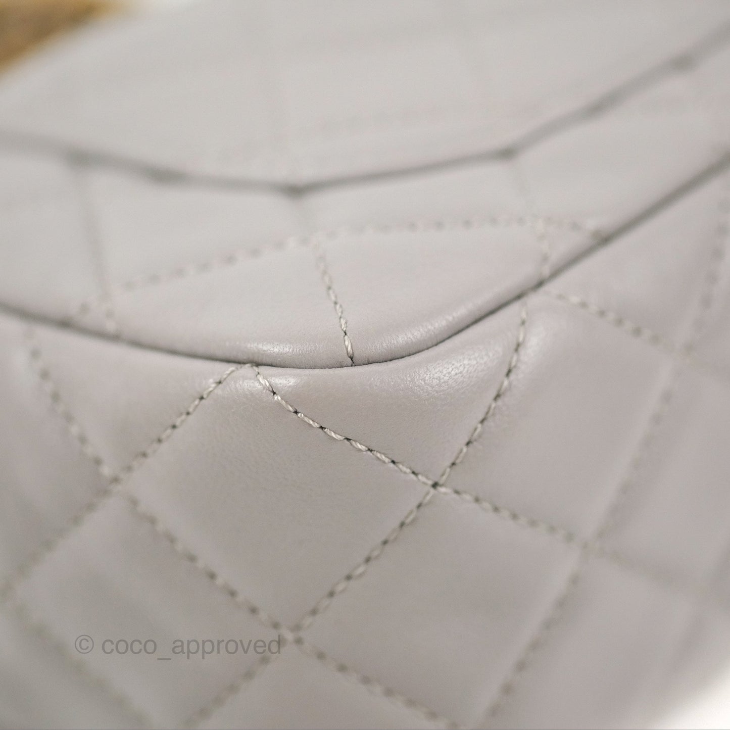 Chanel Mini Rectangular Pearl Crush Grey Lambskin Aged Gold Hardware
