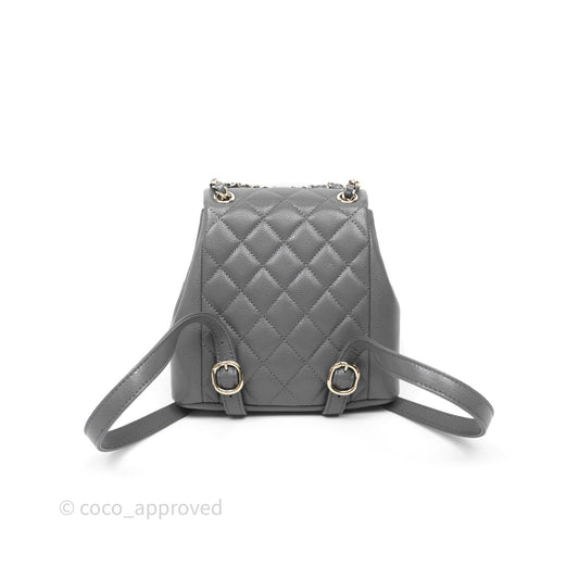 Chanel Duma Backpack Small Grey Caviar Gold Hardware