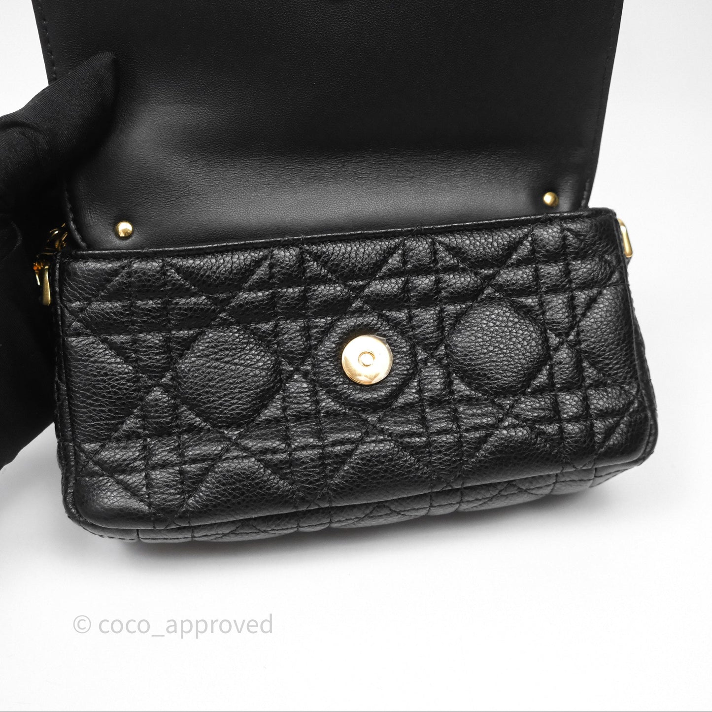 Christian Dior Caro Pouch with Chain Black Cannage Calfskin