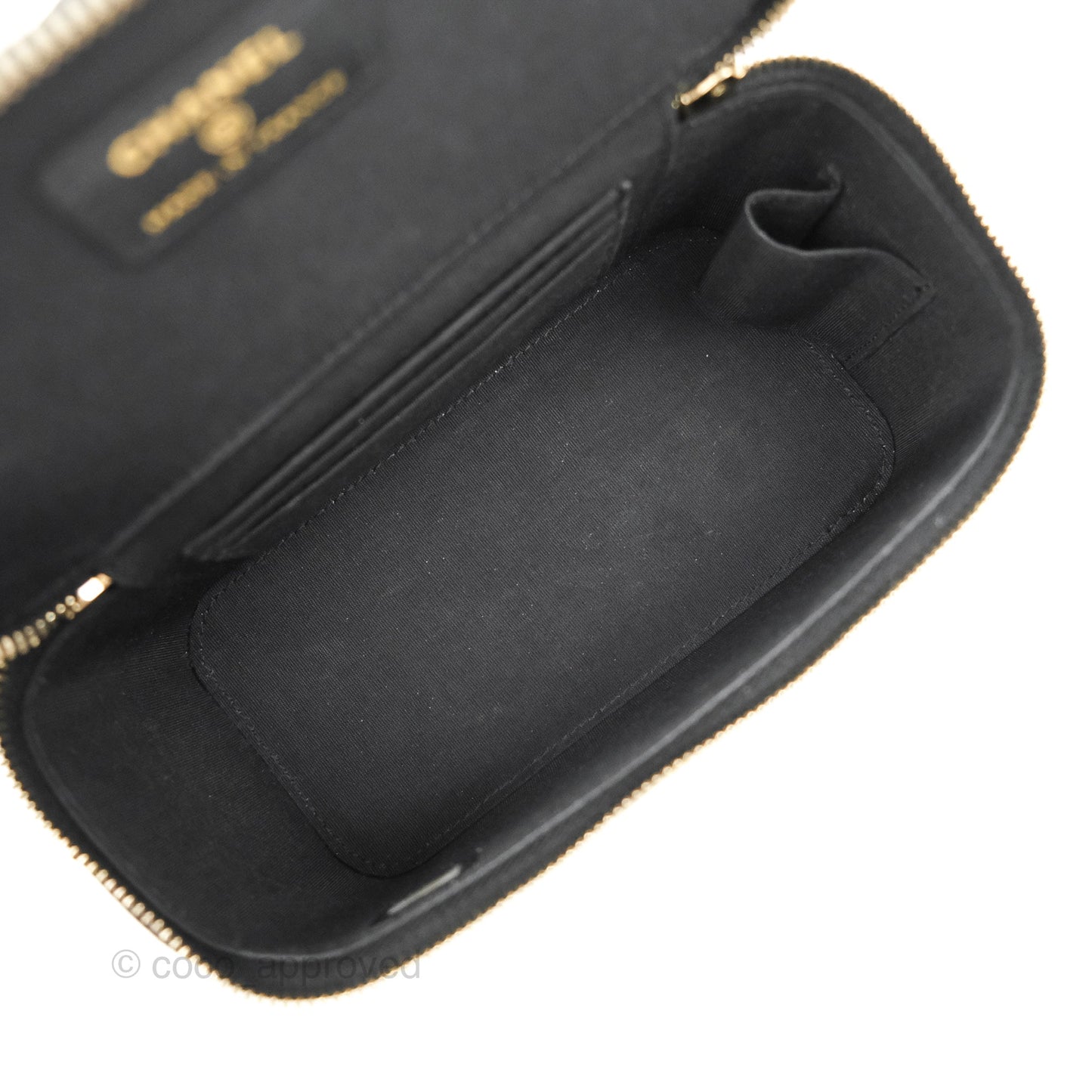 Chanel Vanity Rectangular Top Handle Black Lambskin Aged Gold Hardware