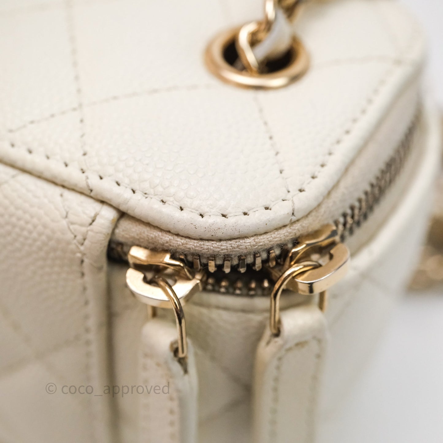 Chanel Mini Vanity With Chain White Caviar Gold Hardware