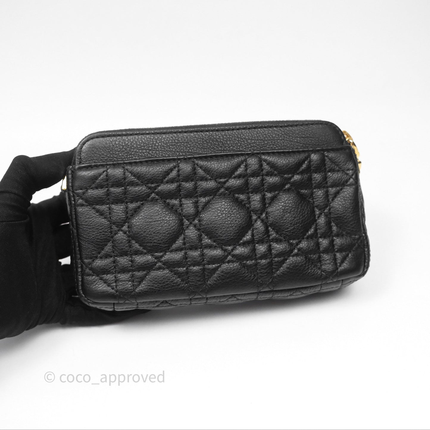 Christian Dior Caro Pouch with Chain Black Cannage Calfskin