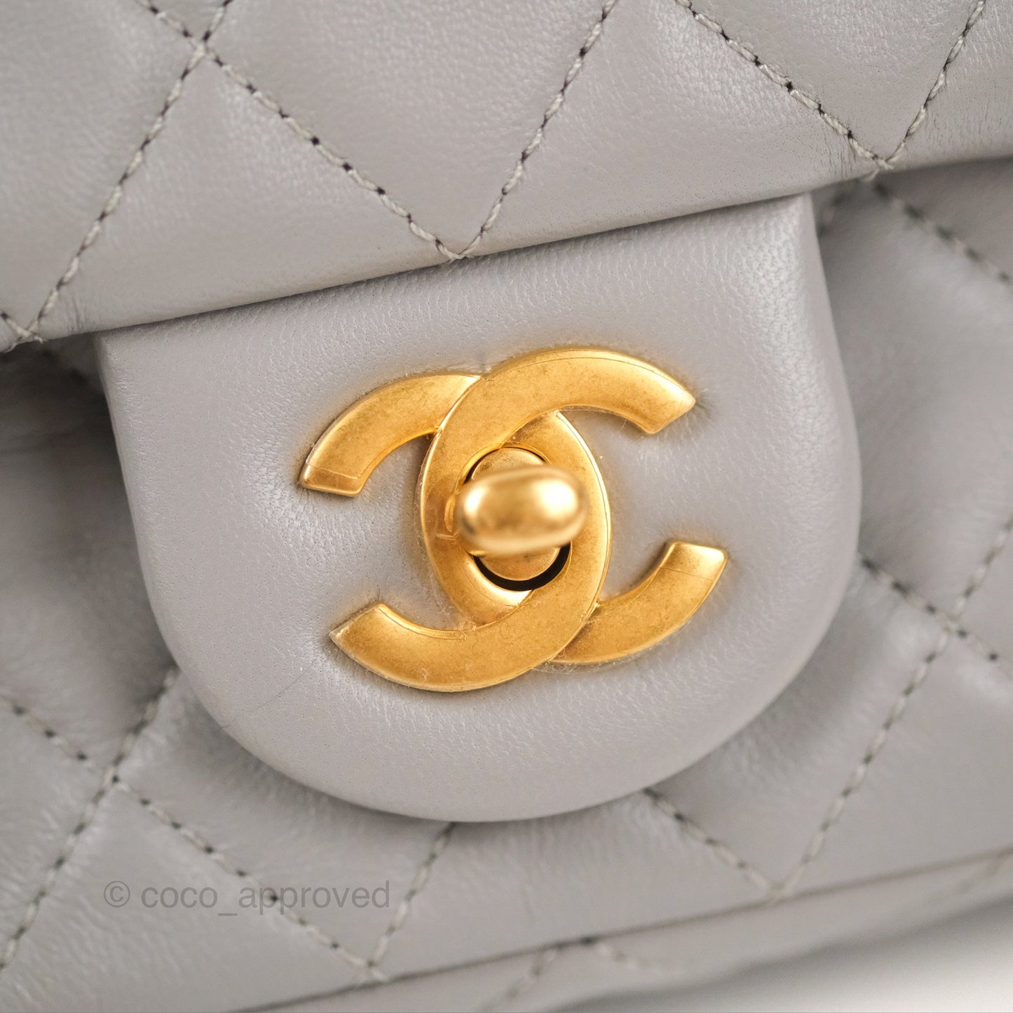 Chanel Mini Rectangular Pearl Crush Grey Lambskin Aged Gold Hardware