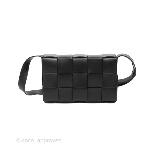 Bottega Veneta Cassette Shoulder Bag Intrecciato Black