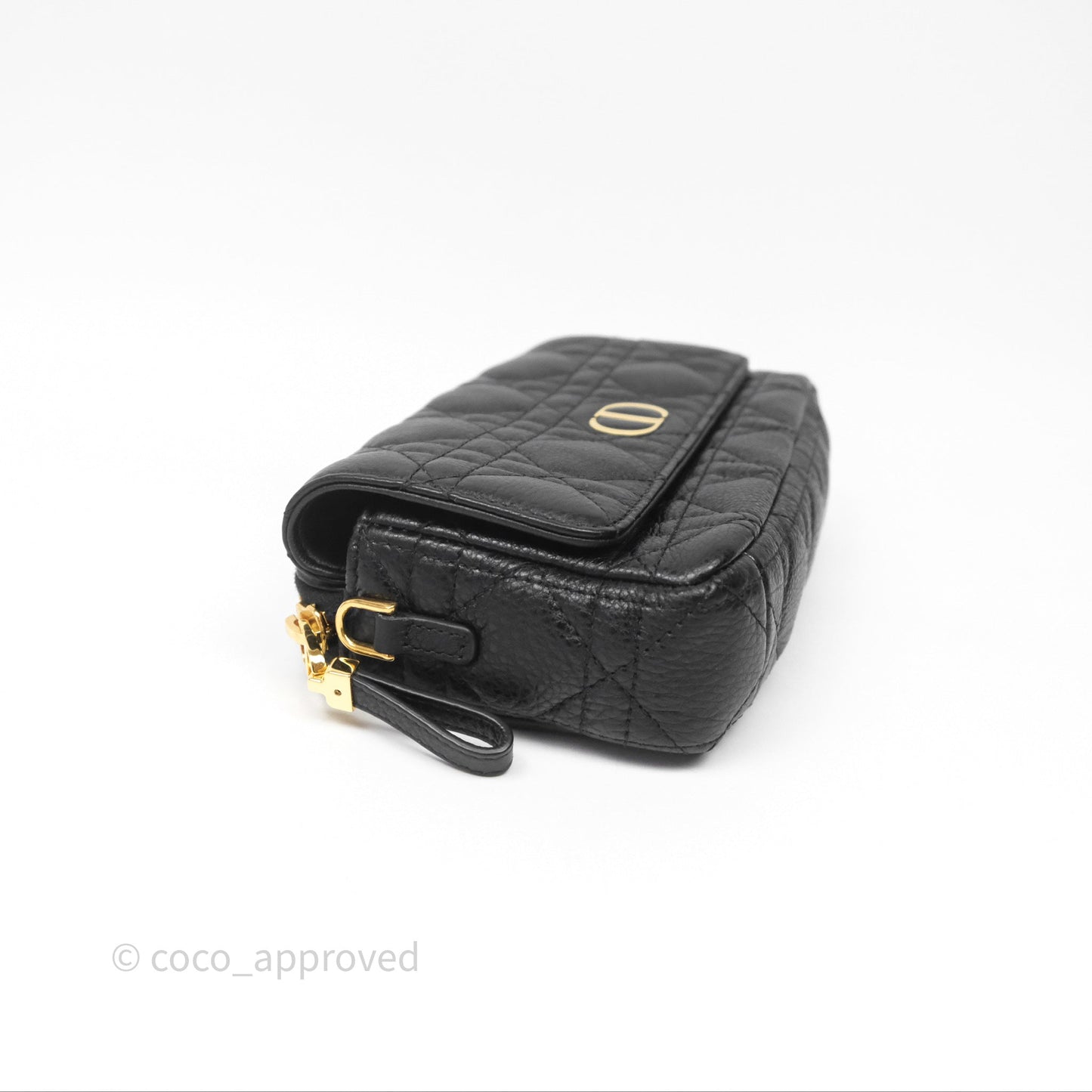 Christian Dior Caro Pouch with Chain Black Cannage Calfskin