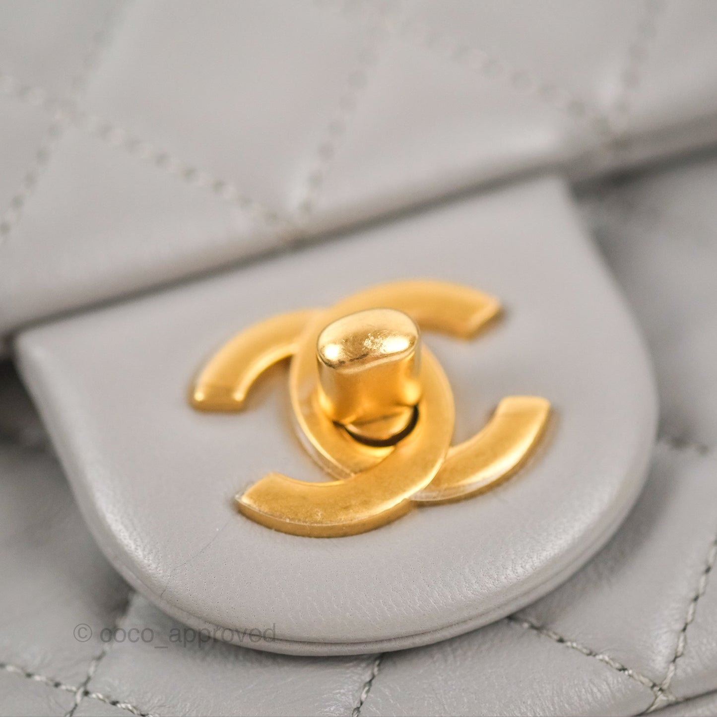 Chanel Mini Rectangular Pearl Crush Grey Lambskin Aged Gold Hardware
