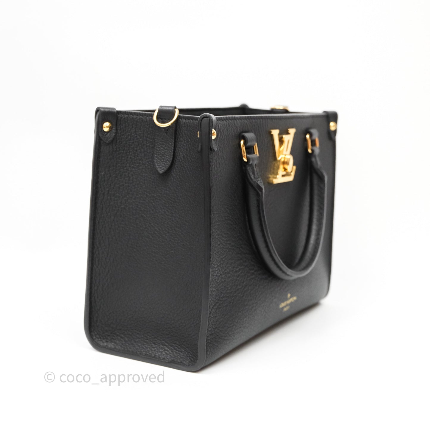 Louis Vuitton Lock & Go Tote Bag Black Calfskin Gold Hardware