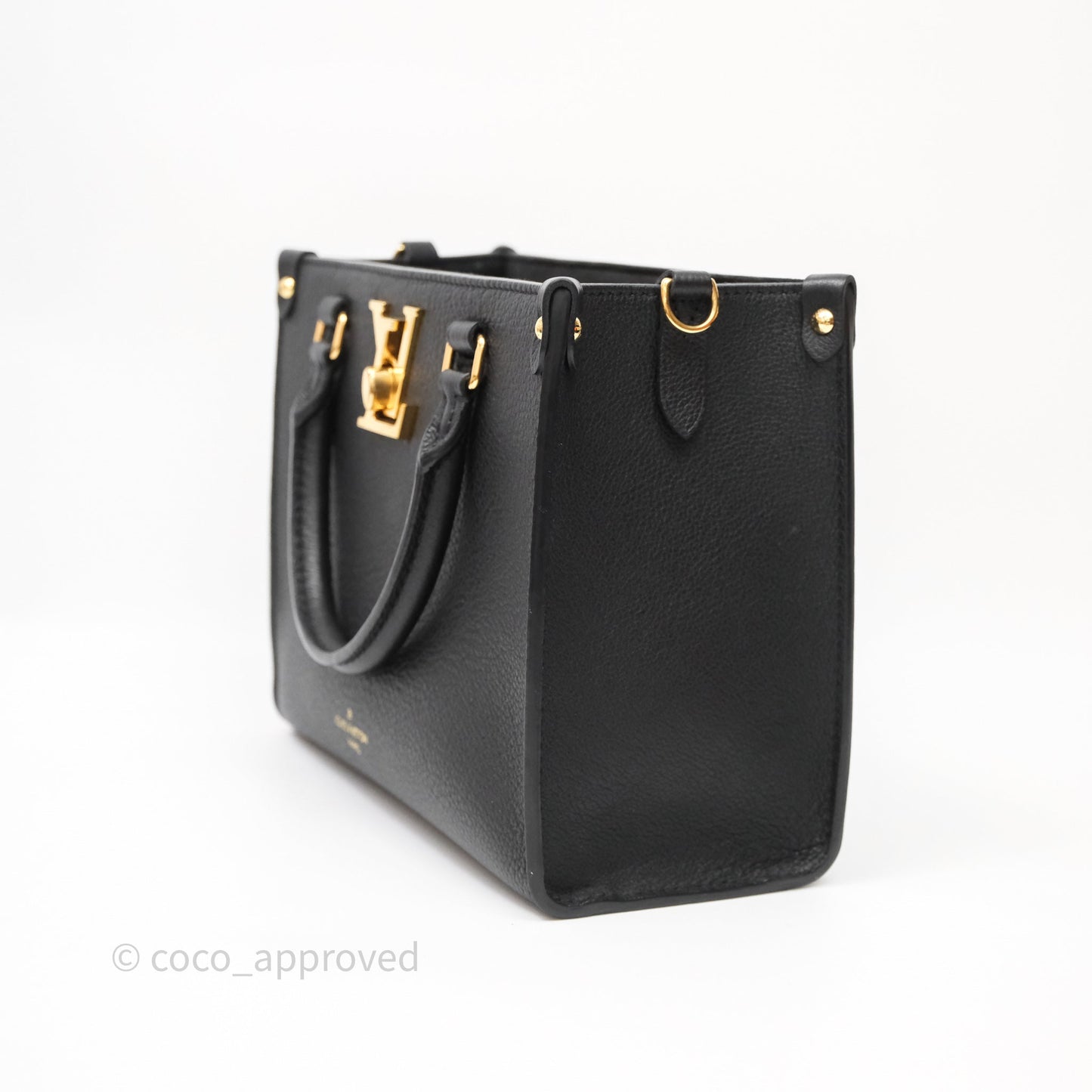 Louis Vuitton Lock & Go Tote Bag Black Calfskin Gold Hardware